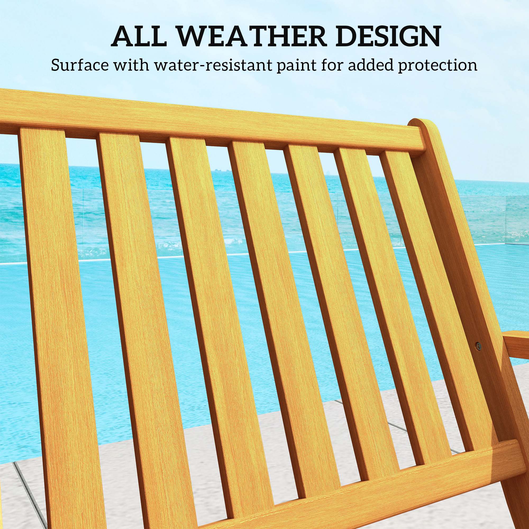 46.5" Foldable Wood Outdoor Bench with Backrest and Armrests for Patio, Porch, Teak - Image 8