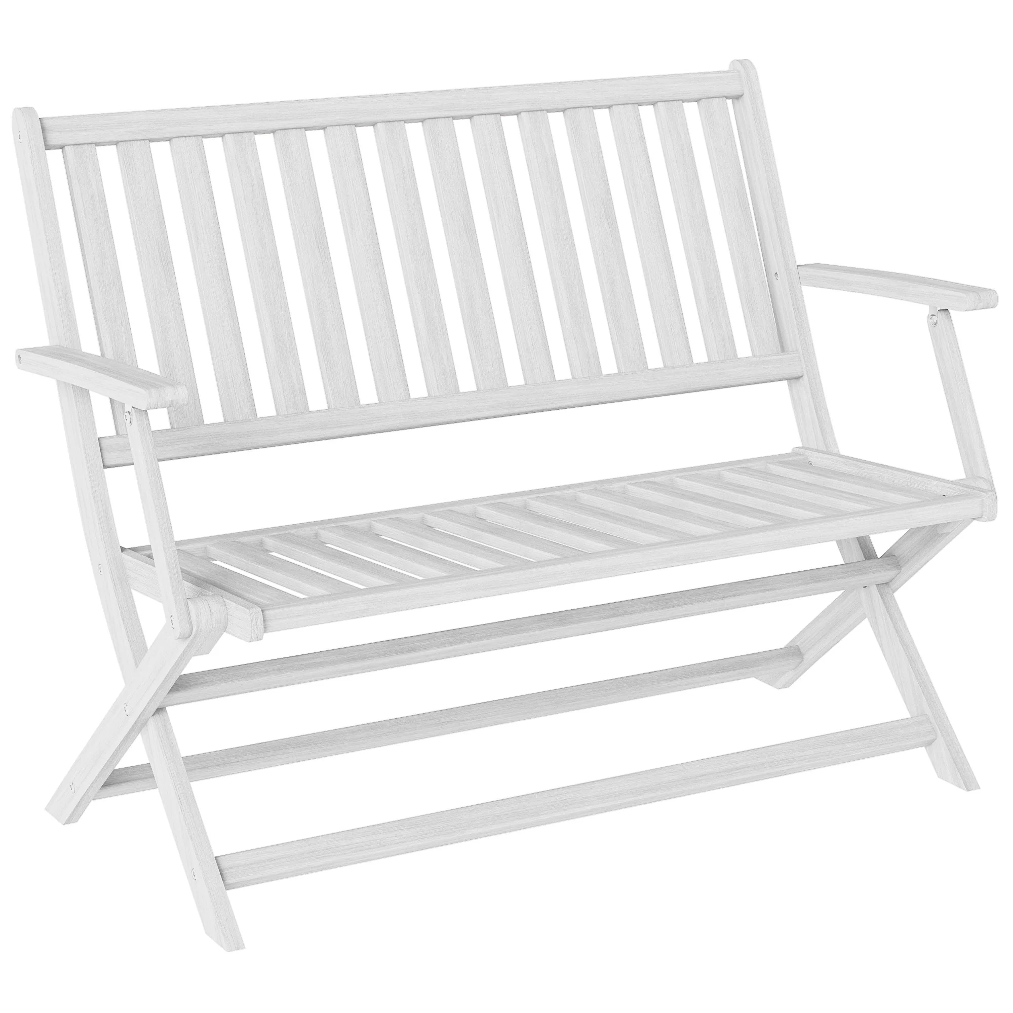 46.5" Foldable Wood Outdoor Bench with Backrest and Armrests for Patio, Porch, White - Image 12