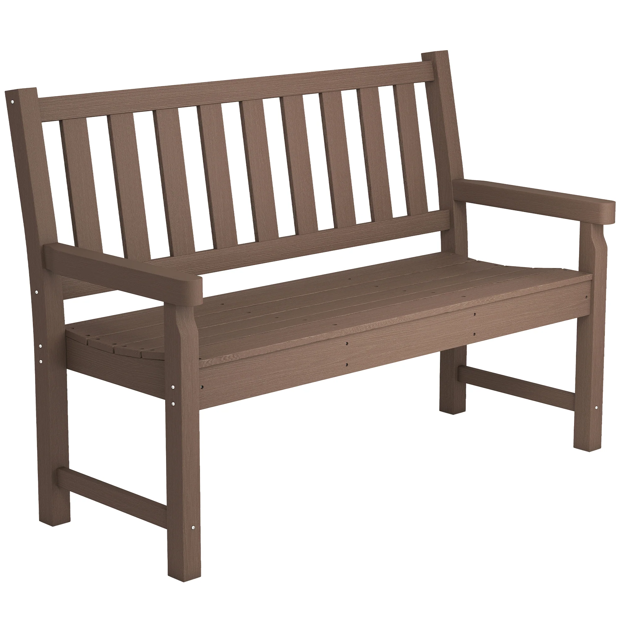 49" HDPE Garden Bench for 2-Person, 528 lbs Capacity, Brown - Image 12