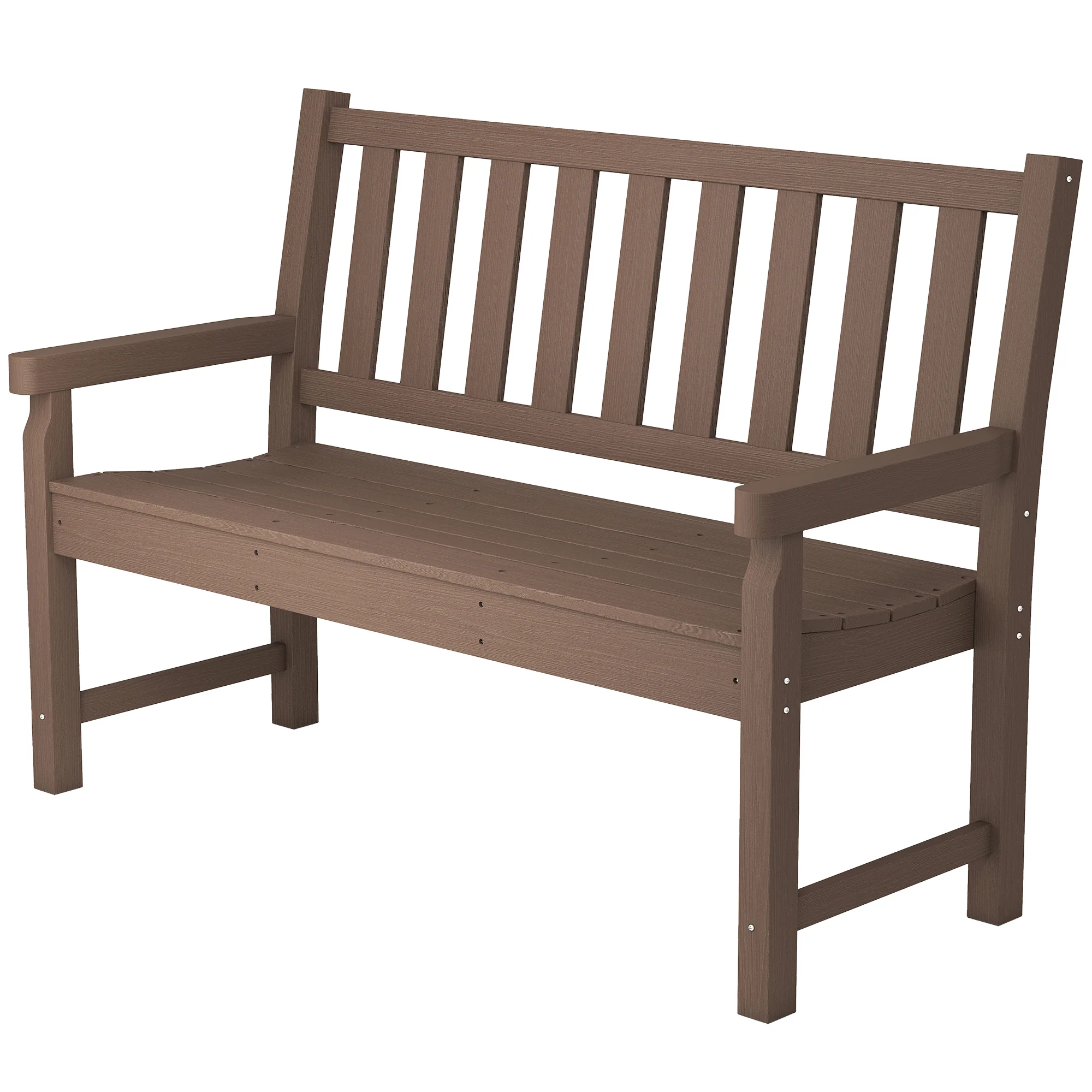 49" HDPE Garden Bench for 2-Person, 528 lbs Capacity, Brown - Image 2