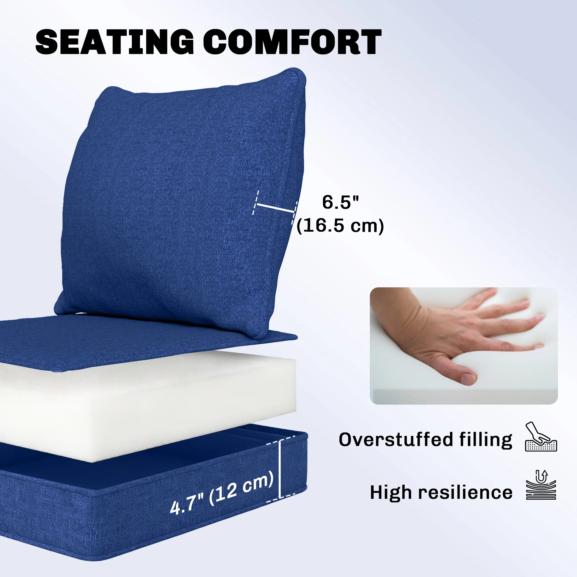 Set of 4 Outdoor Chair Cushions, 24" x 24", Navy Blue - Image 7