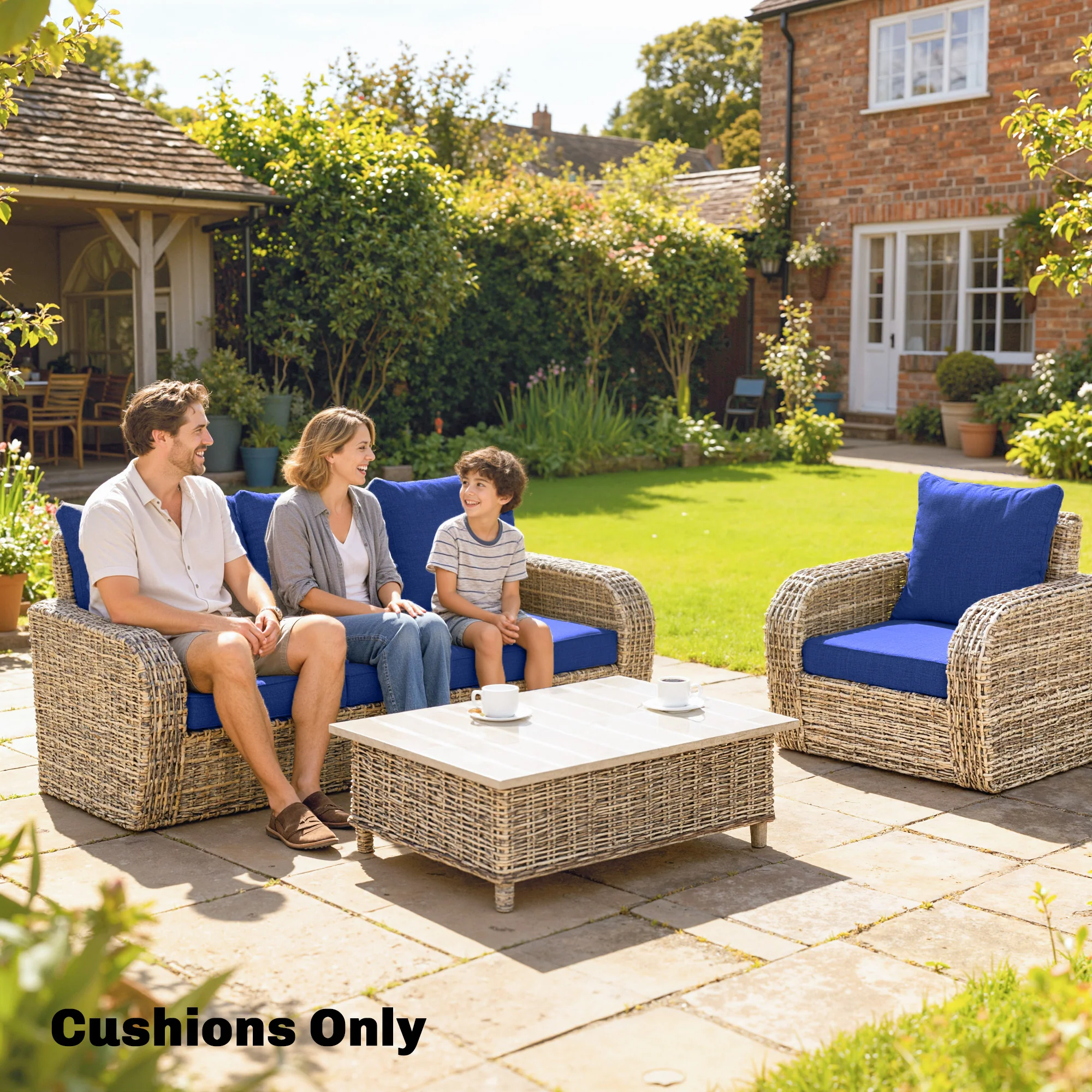 Set of 4 Outdoor Chair Cushions, 24" x 24", Navy Blue - Image 8