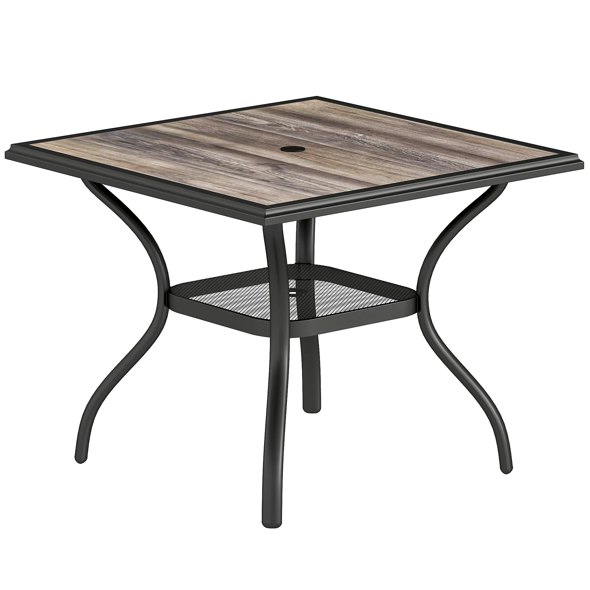 37" Square Outdoor Dining Table with Umbrella Hole, Gray - Image 2
