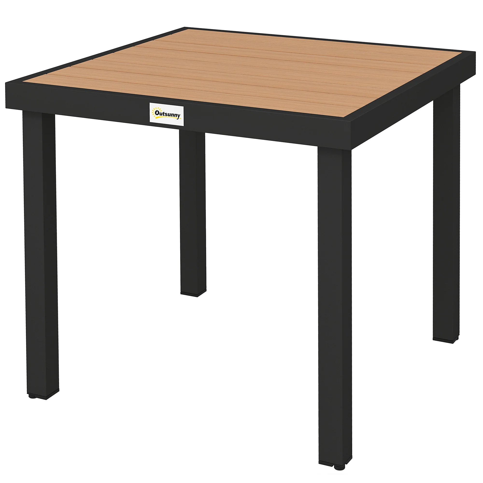 Patio Dining Table for 4, Square Aluminum Outdoor Table for Garden Lawn Backyard, Natural - Image 2