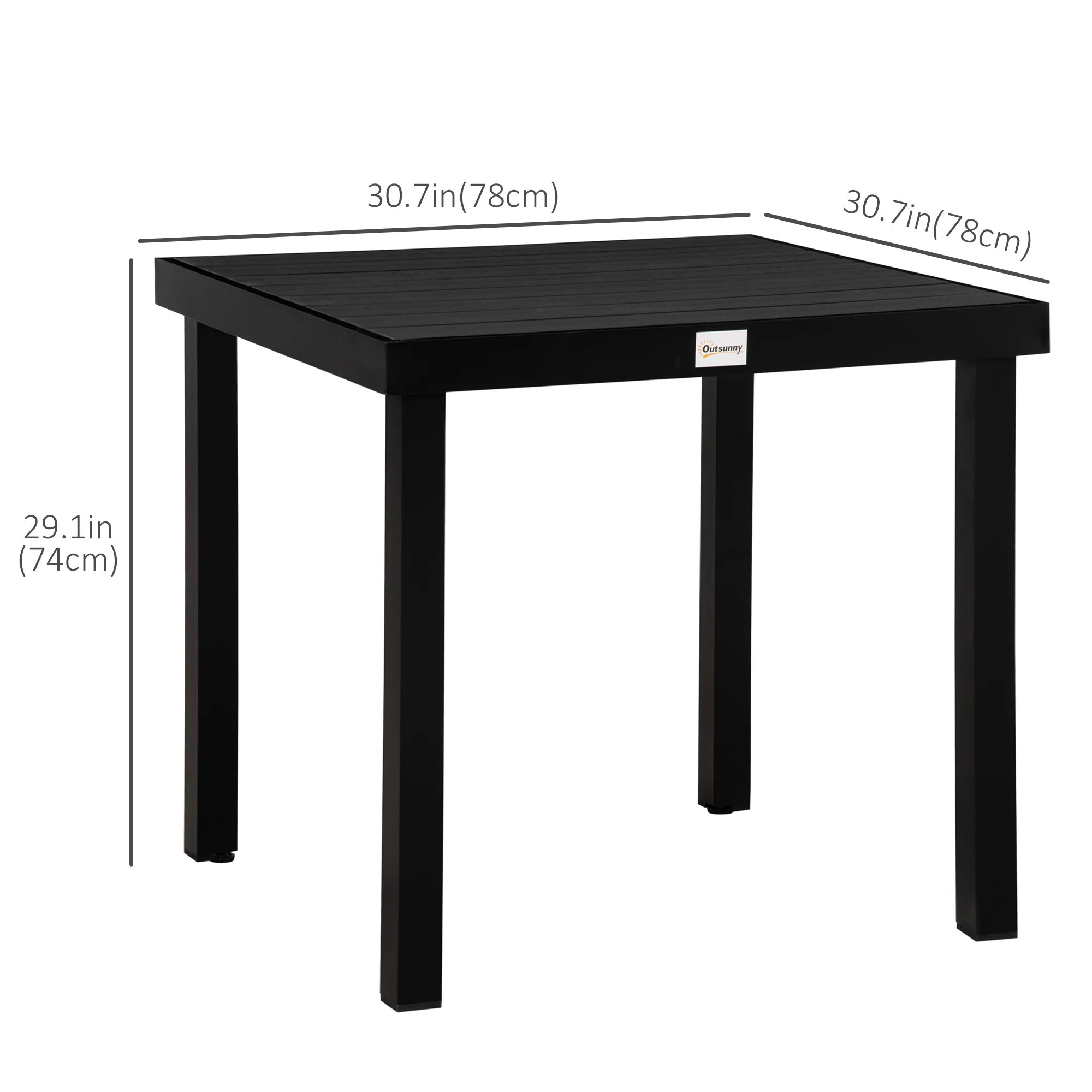 Patio Dining Table for 4, Square Aluminum Outdoor Table for Garden Lawn Backyard, Black - Image 5