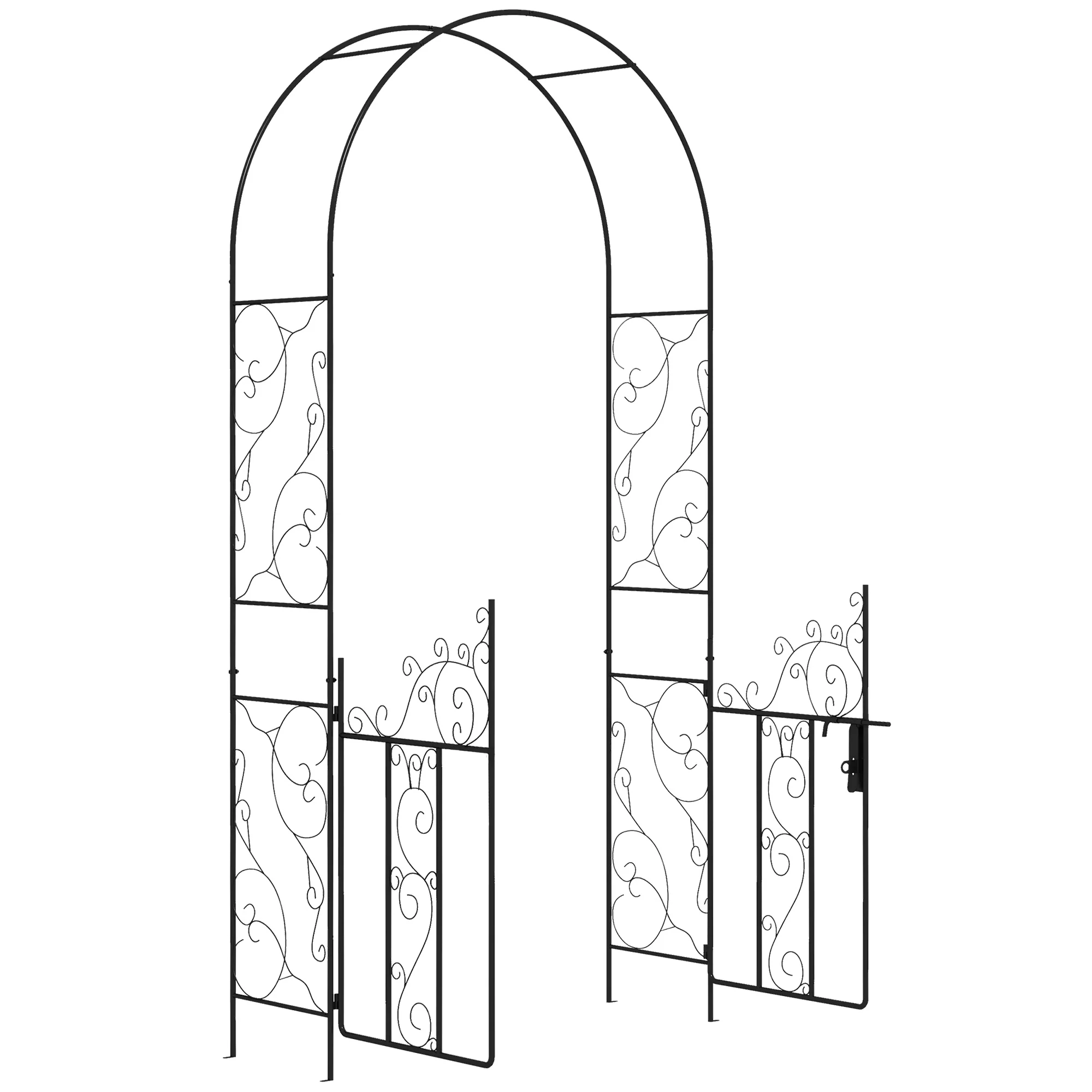 Metal Garden Arch with Double Gates for Climbing Plants, Outdoor Wedding Arch, 125x38x227cm, Black - Image 12