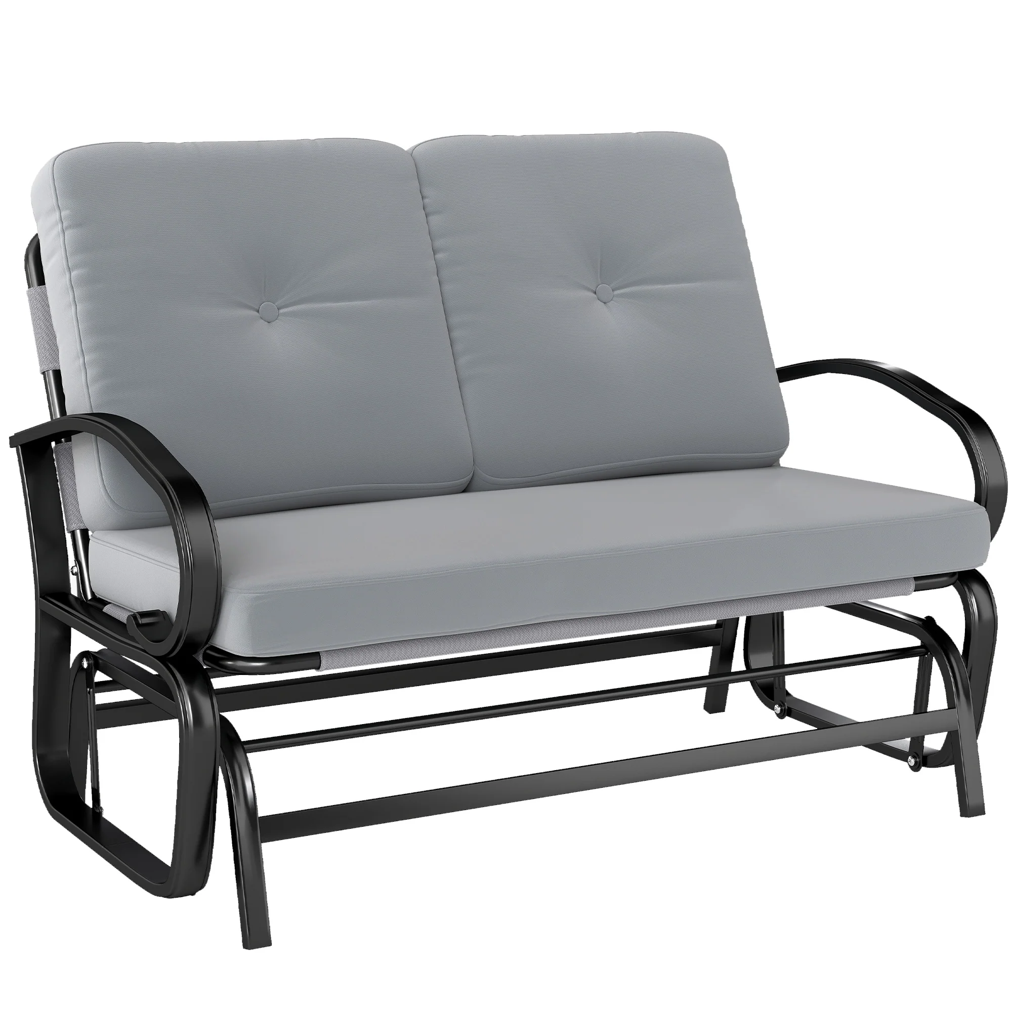 2-Person Outdoor Glider Bench with Cushions, Gray