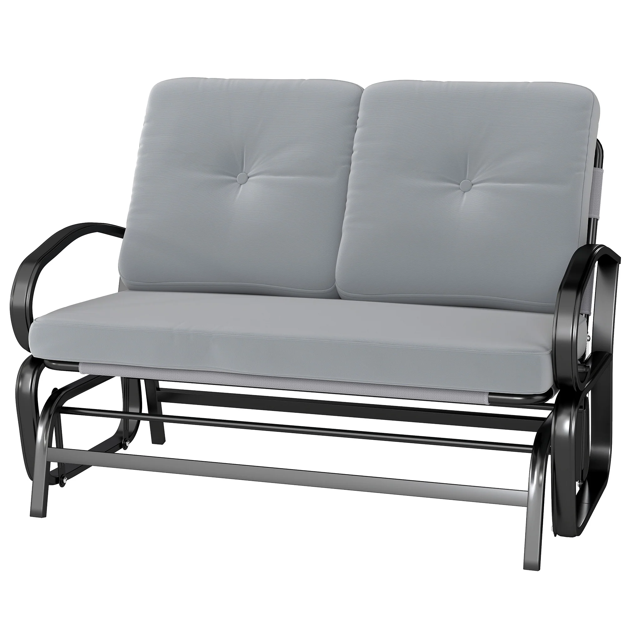 2-Person Outdoor Glider Bench with Cushions, Gray - Image 2