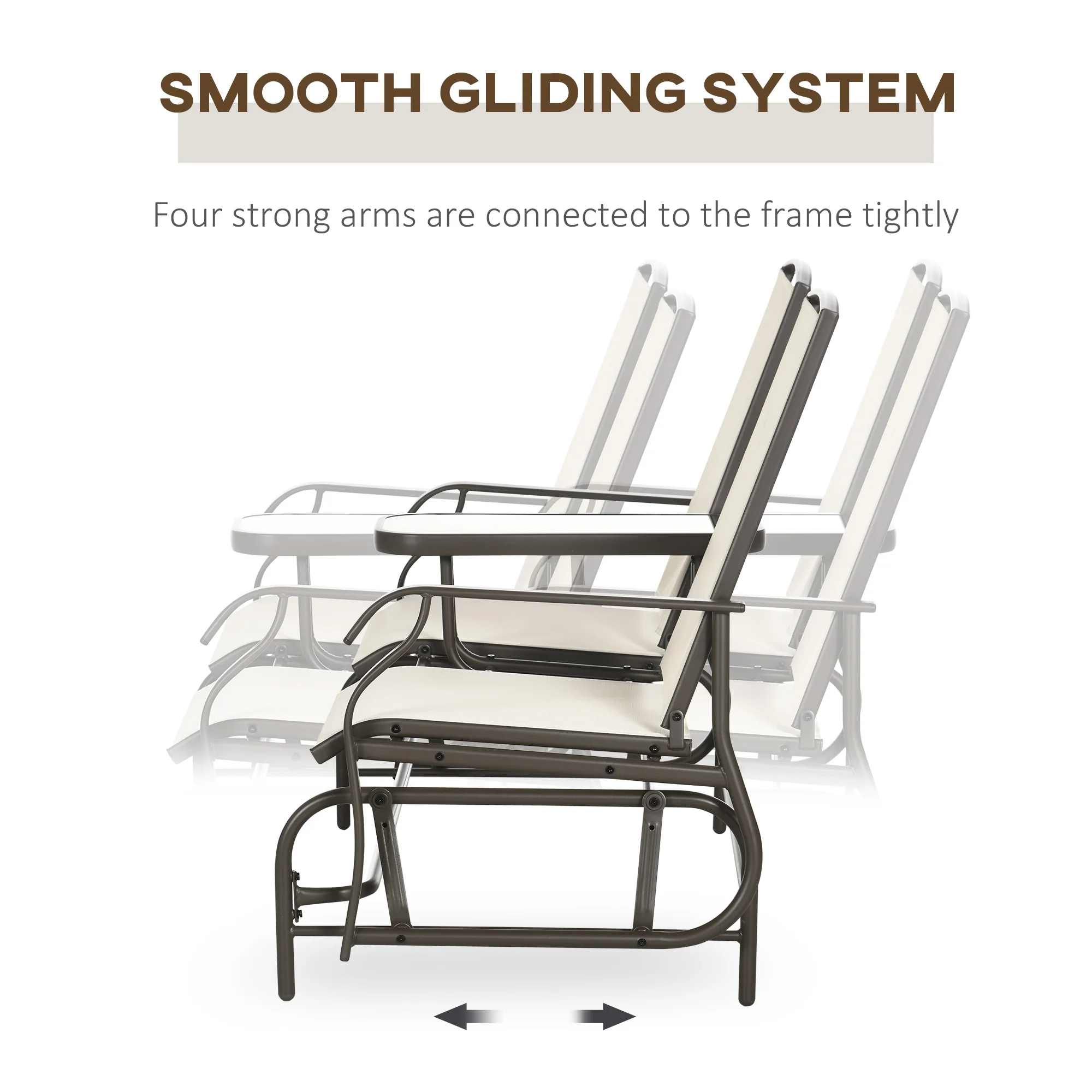 Patio Glider Rocking Chair 2 Person Outdoor Loveseat Rocker Garden Furniture Bench, Beige - Image 8