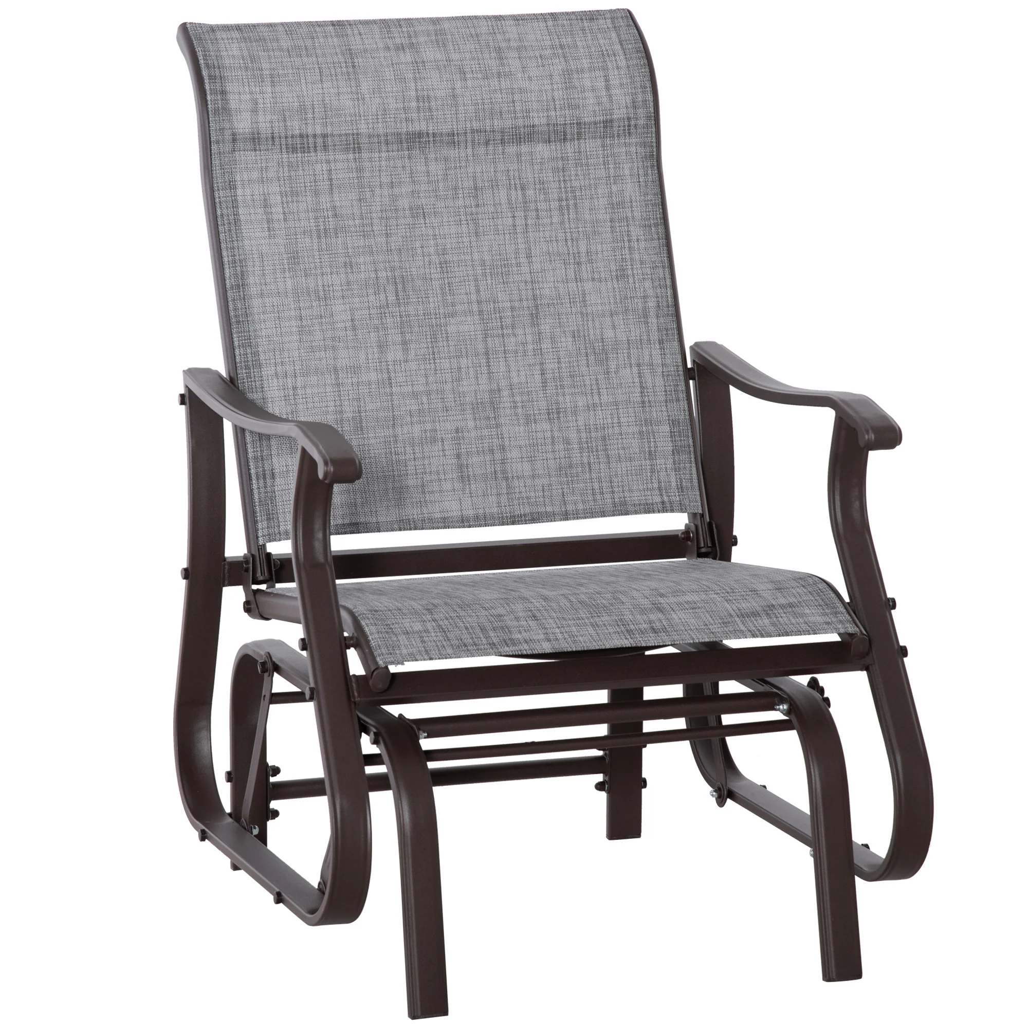 Outdoor Patio Glider Chair with Steel Frame & Mesh Fabric for Backyard & Porch, Grey - Image 12