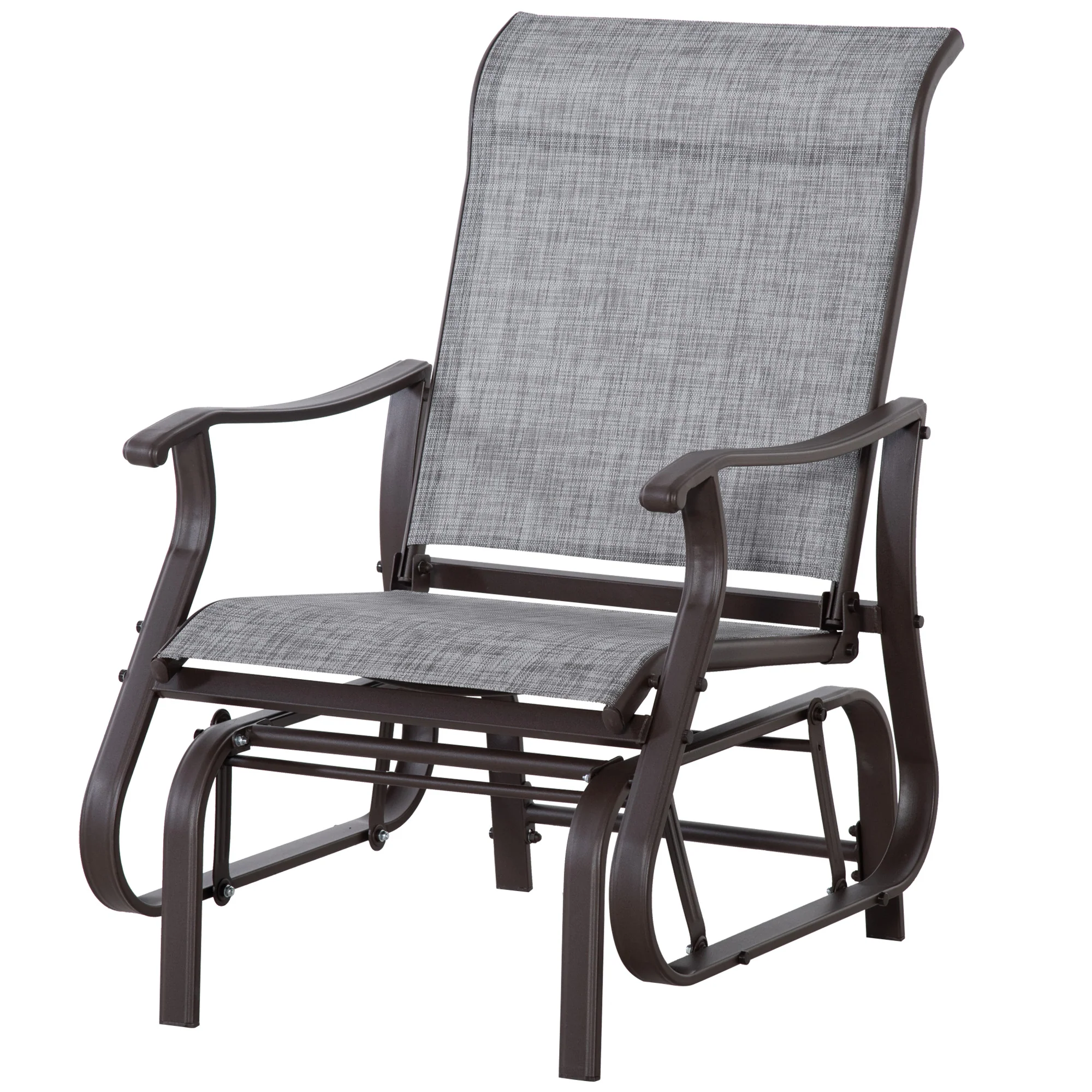 Outdoor Patio Glider Chair with Steel Frame & Mesh Fabric for Backyard & Porch, Grey - Image 2