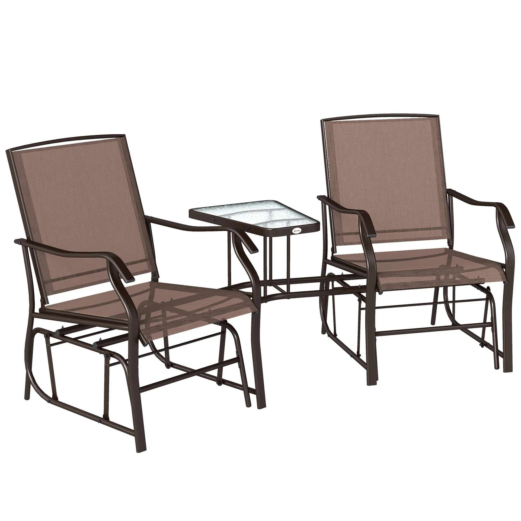 Outdoor Glider Chairs with Coffee Table for Backyard, Garden, and Porch, Coffee Brown - Image 12