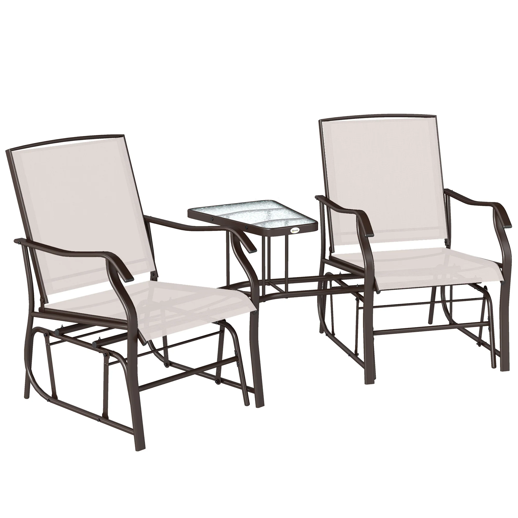 Outdoor Glider Chairs with Coffee Table for Backyard, Garden, and Porch, Beige - Image 12