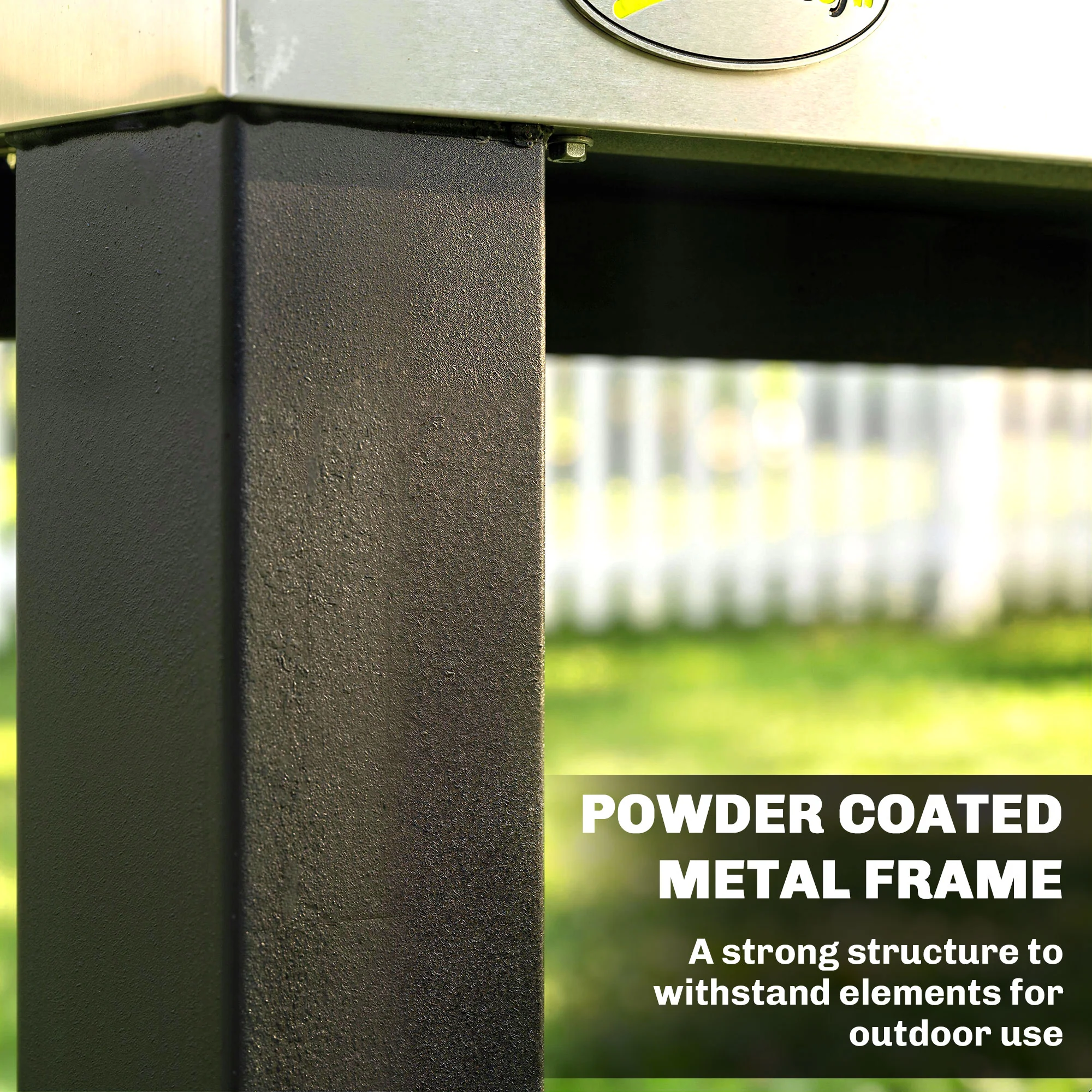 Outdoor Grill Cart with Stainless Steel Top, 2 Shelves and Lockable Wheels, Black - Image 9