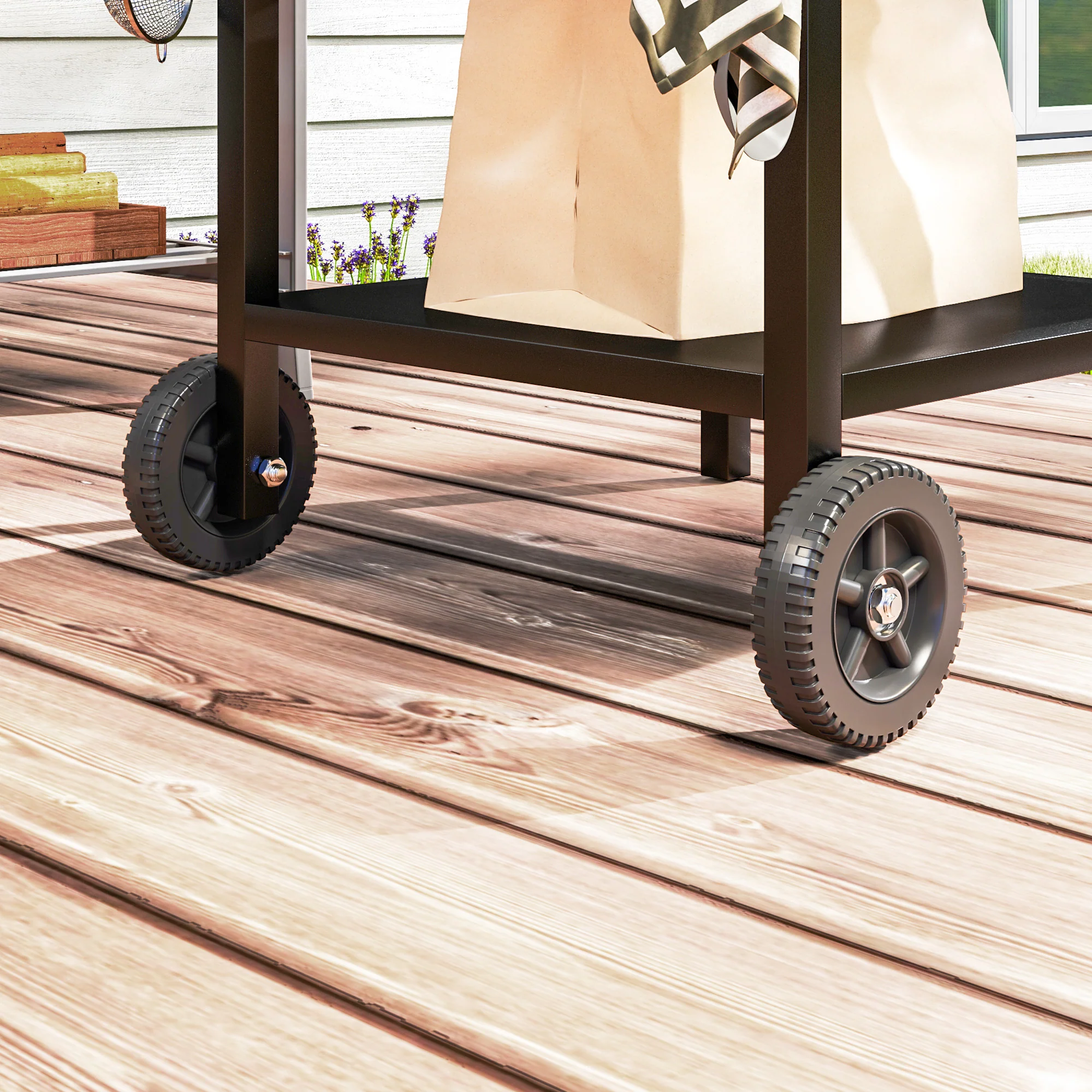 67-Qt Patio Cooler Cart with Shelf & Wheels, Grey - Image 11