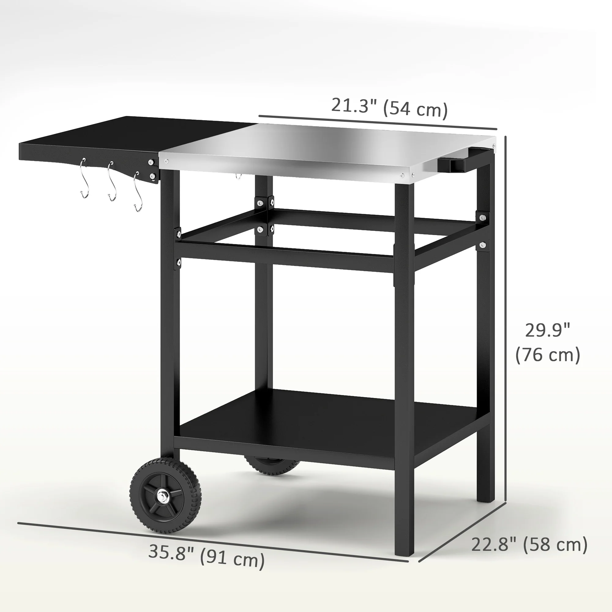 67-Qt Patio Cooler Cart with Shelf & Wheels, Grey - Image 5