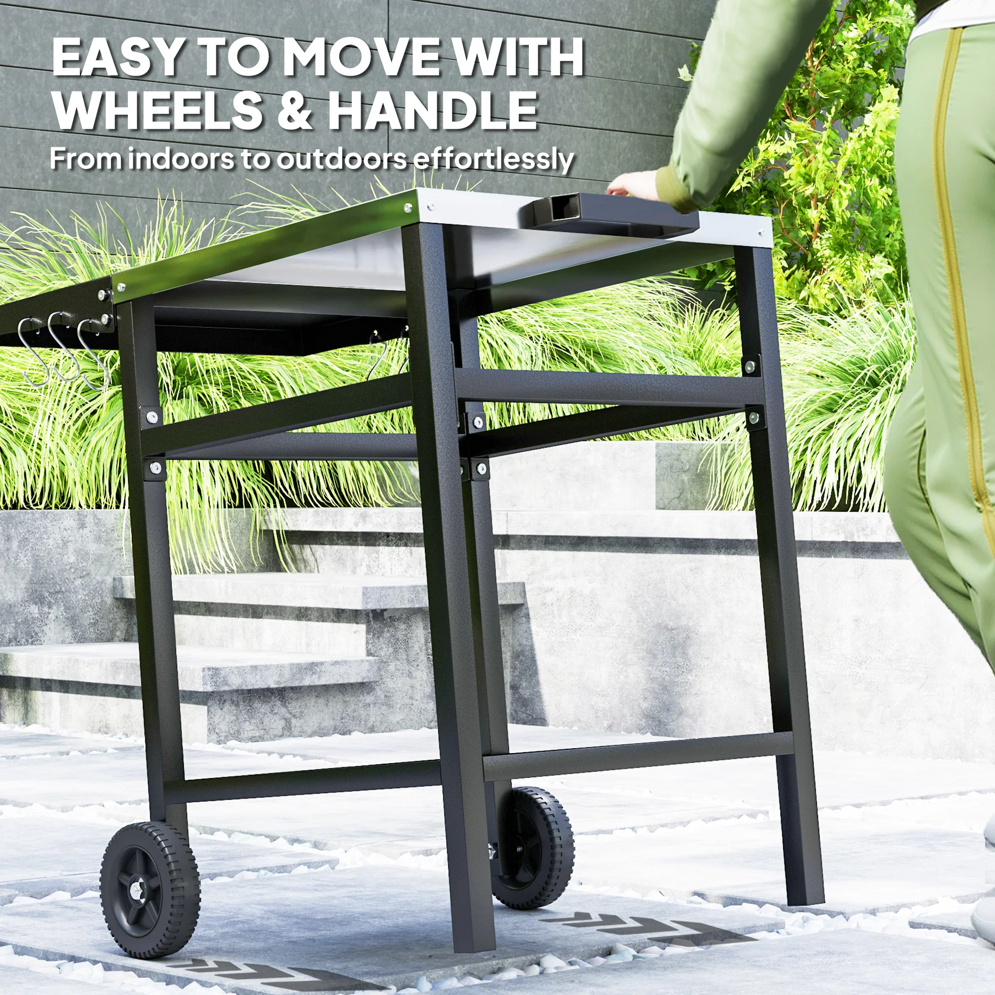 67-Qt Patio Cooler Cart with Shelf & Wheels, Grey - Image 8