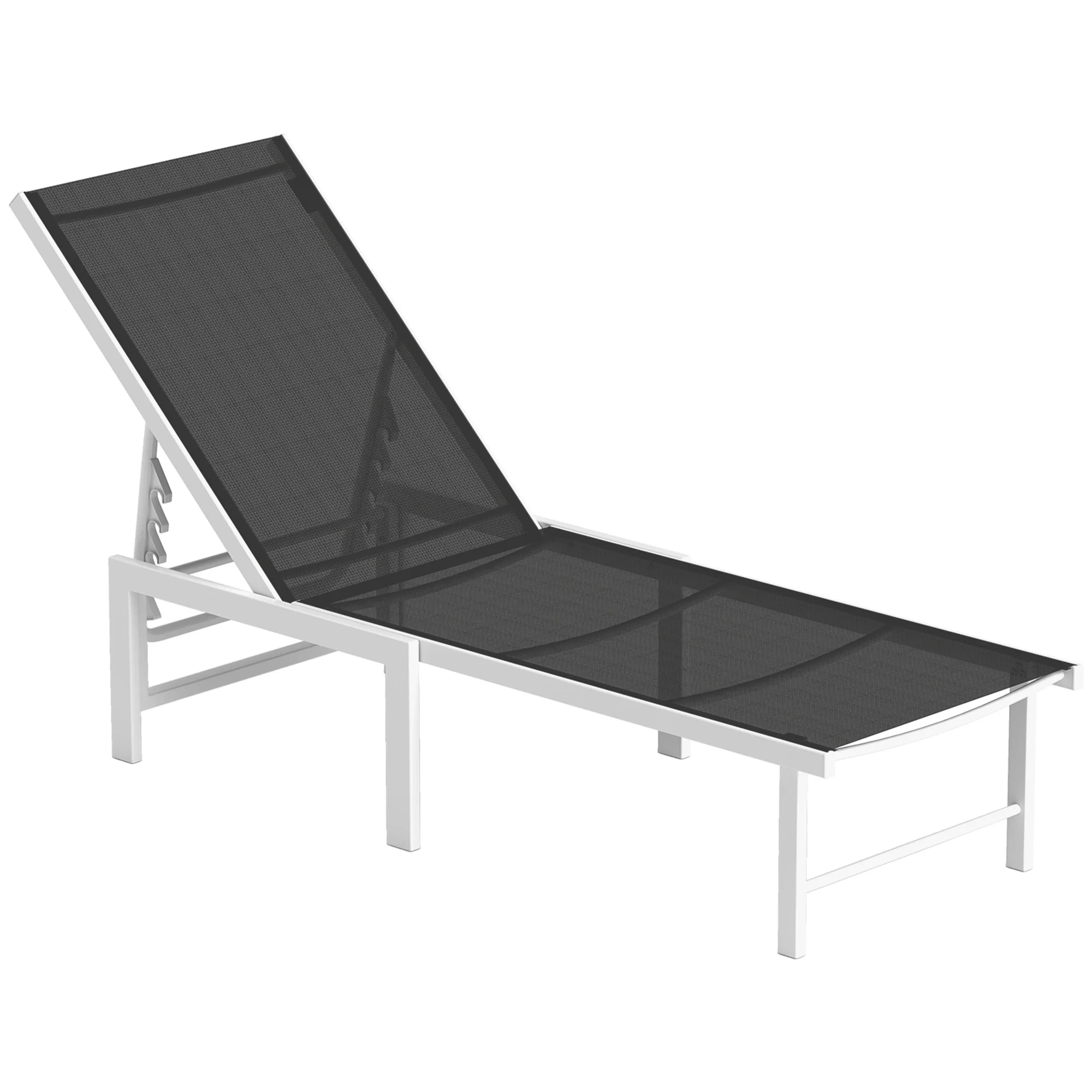 Reclining Outdoor Chaise Lounge Chair w/ 5-Level Adjustable Backrest & Mesh Seat, Grey - Image 12