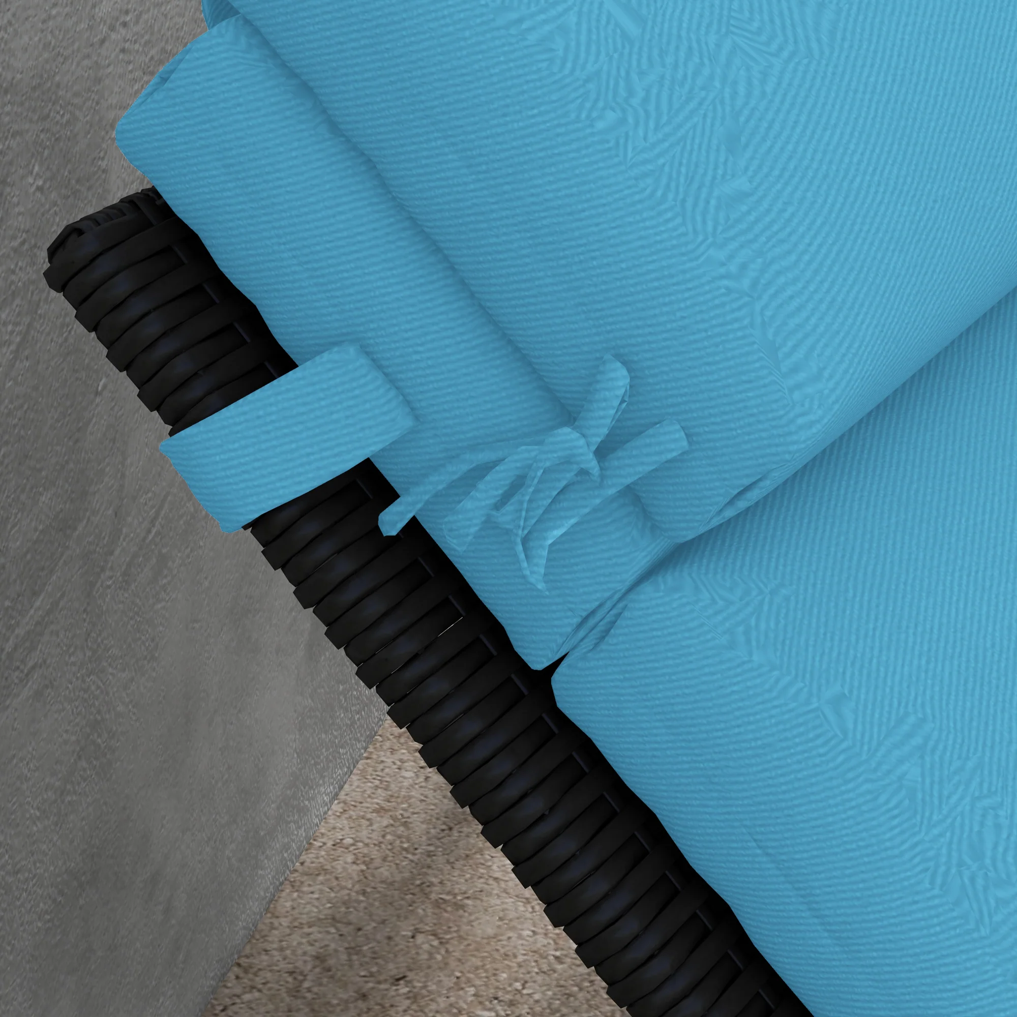 Patio Chaise Lounge Chair Cushion Replacement Lounger Pads w/ Headrest & Ties, Turquoise - Image 10