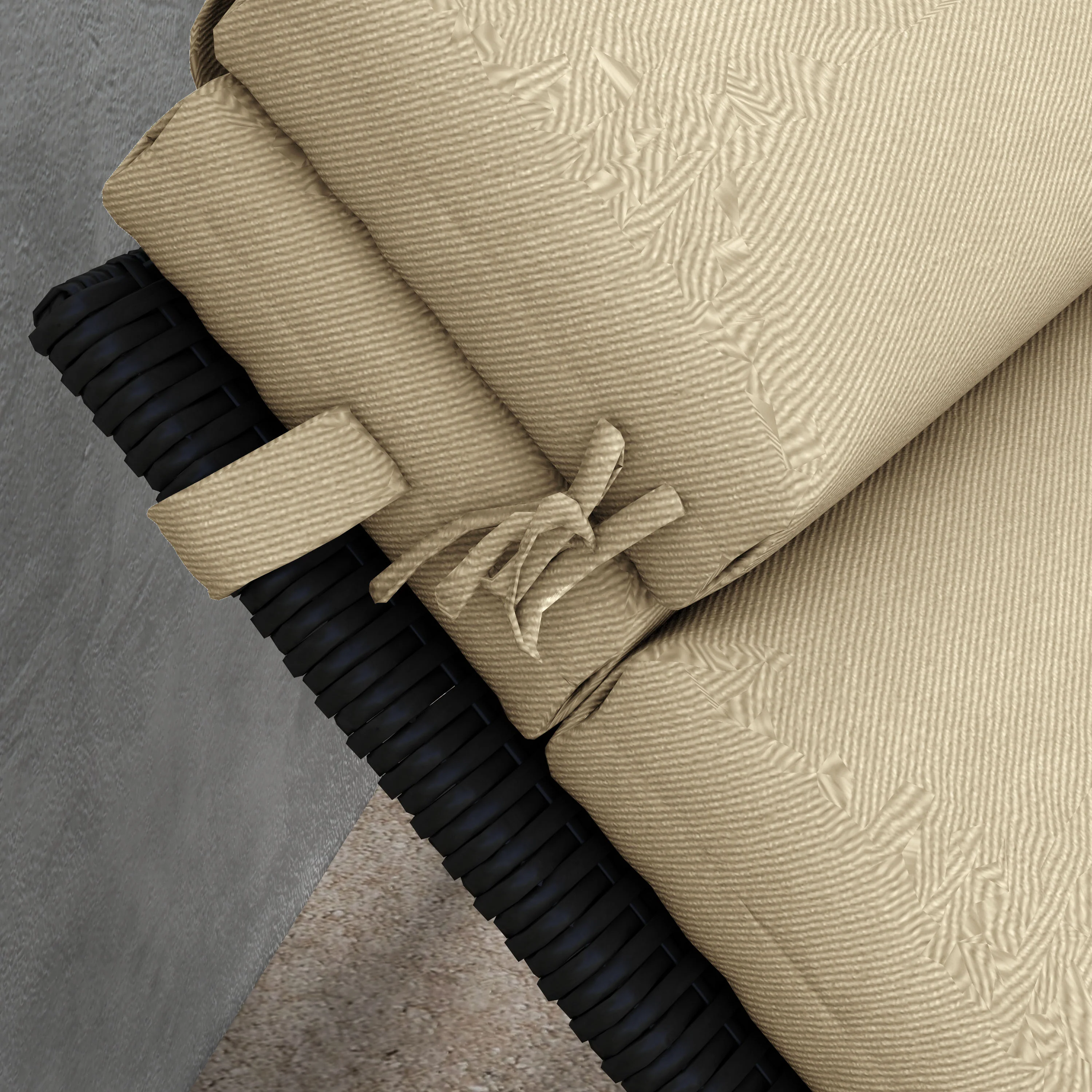 Patio Chaise Lounge Chair Cushion Replacement Lounger Pads w/ Headrest & Ties, Beige - Image 10