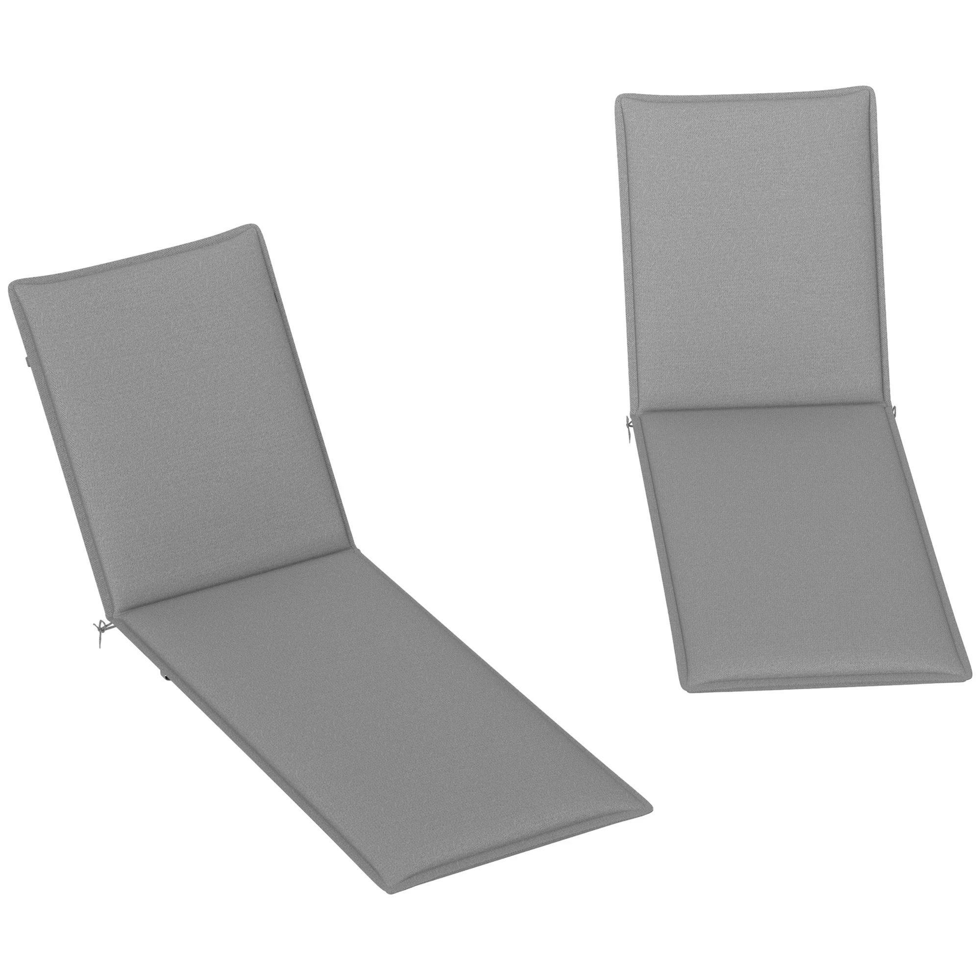 2-Piece Outdoor Lounge Chair Cushions, 76" x 23", Gray - Image 12