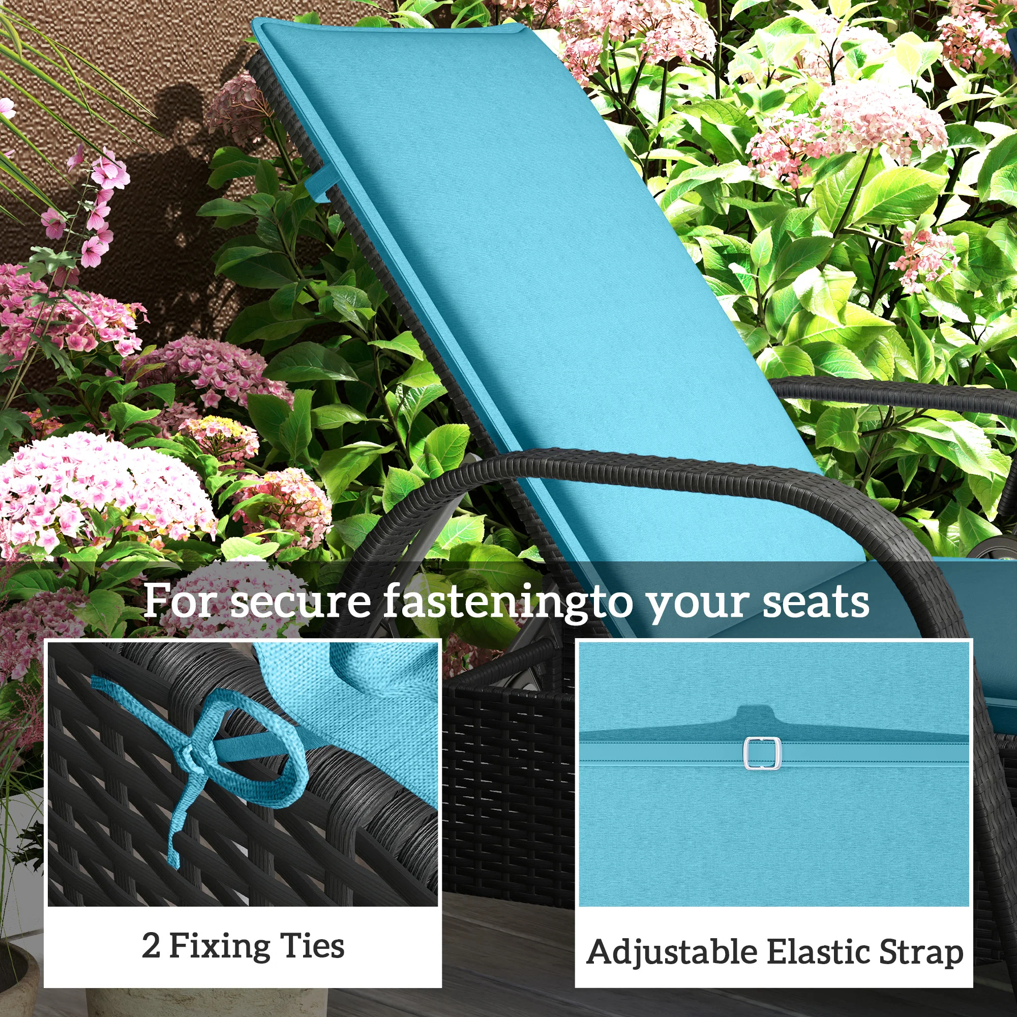 2-Piece Outdoor Lounge Chair Cushions, 76" x 23", Light Blue - Image 8