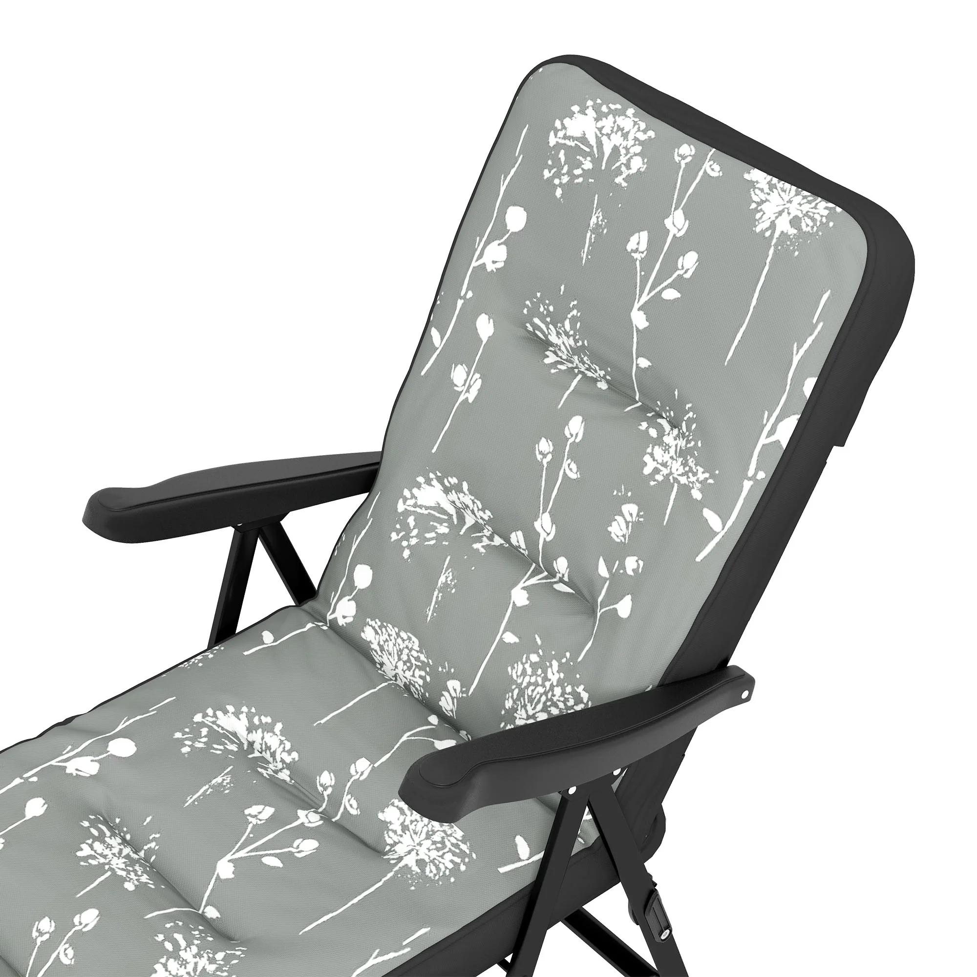 Outdoor Folding Reclining Lounge Chair with Padded Cushion Recline Back & Footrest, Grey - Image 11