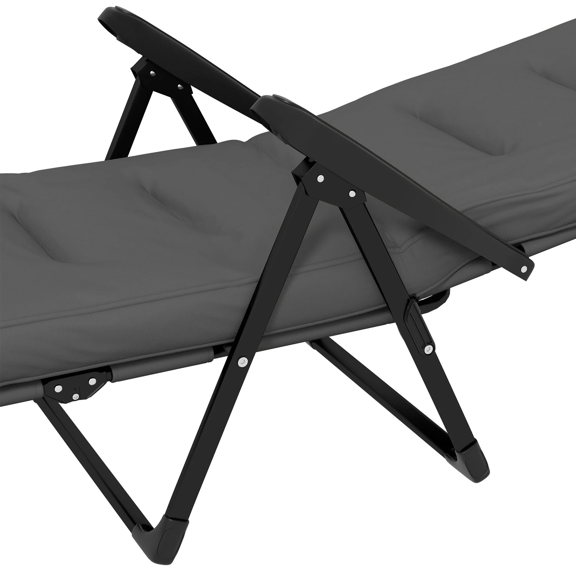 Outdoor Folding Reclining Lounge Chair with Padded Cushion Recline Back & Footrest, Light Grey - Image 10