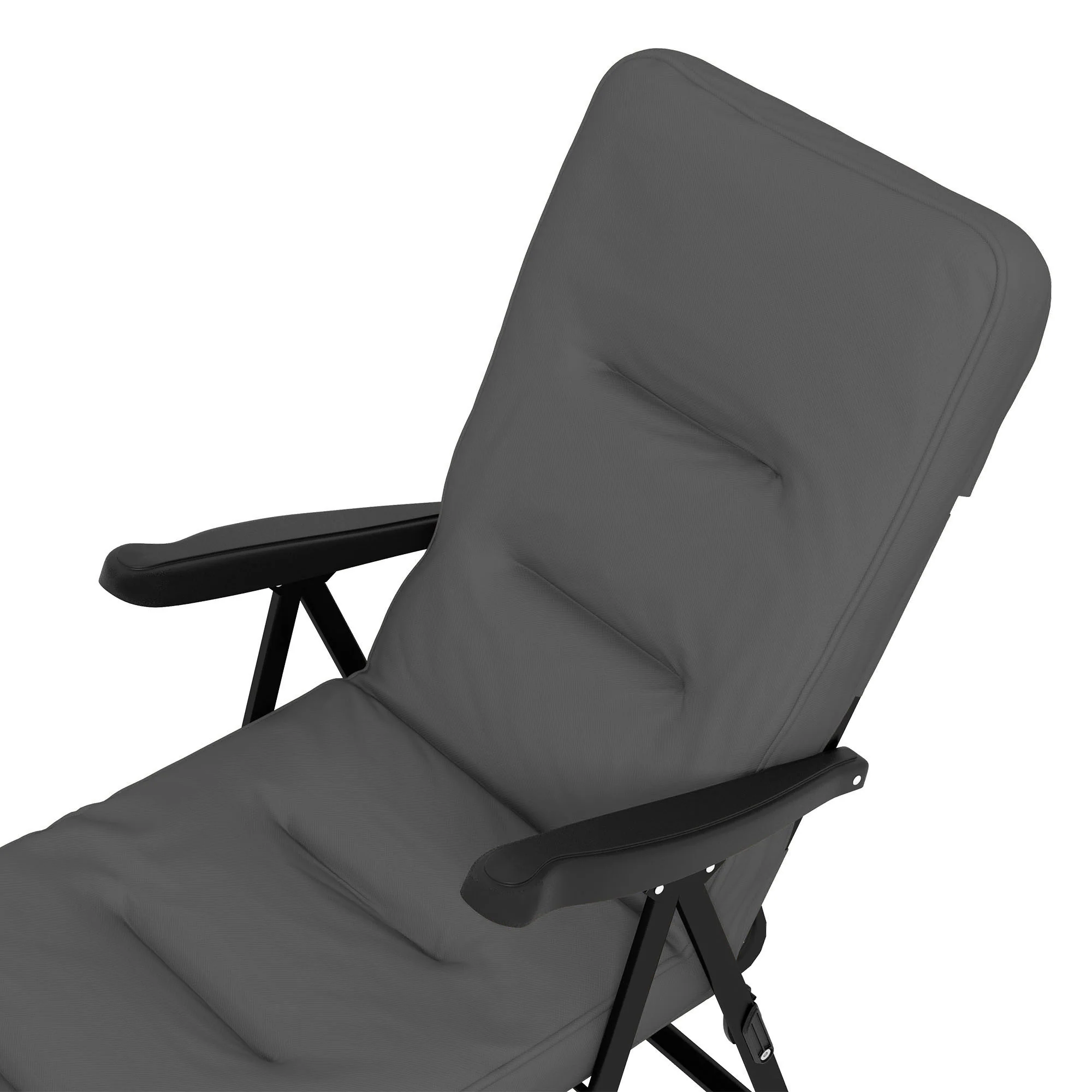 Outdoor Folding Reclining Lounge Chair with Padded Cushion Recline Back & Footrest, Light Grey - Image 11