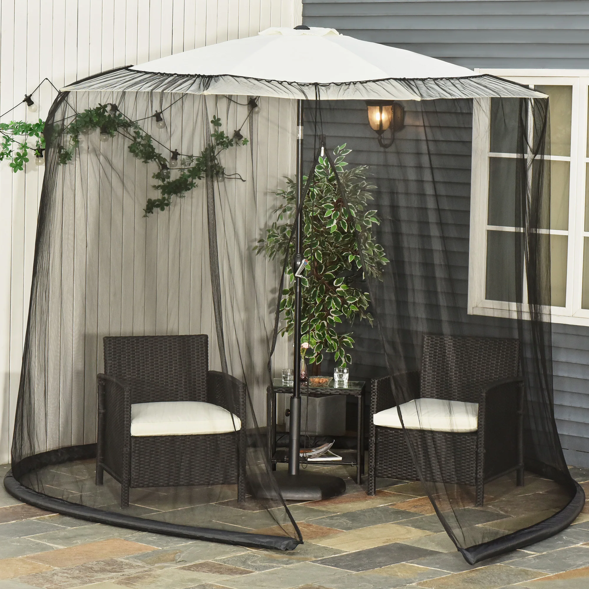 7.5FT Umbrella Mosquito Net with Zippered Door, Black - Image 4