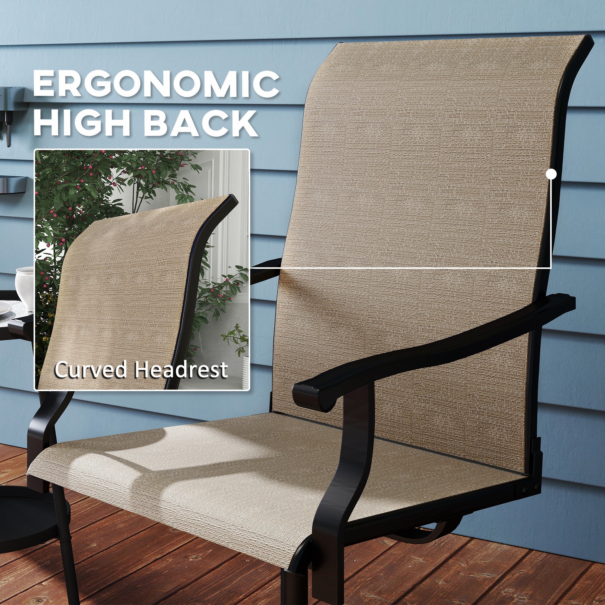 2-Piece Outdoor Patio Swivel Chairs, Brown - Image 8