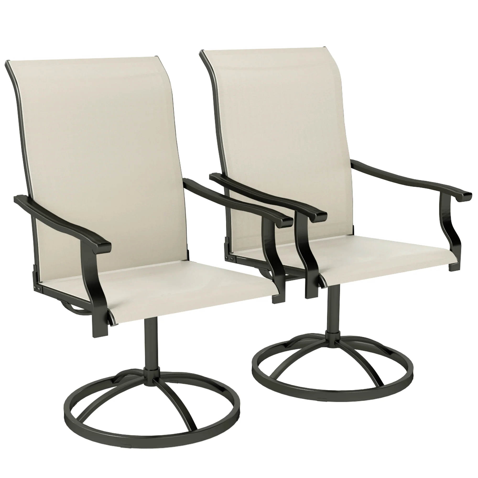 2-Piece Outdoor Patio Swivel Chairs, Beige - Image 12
