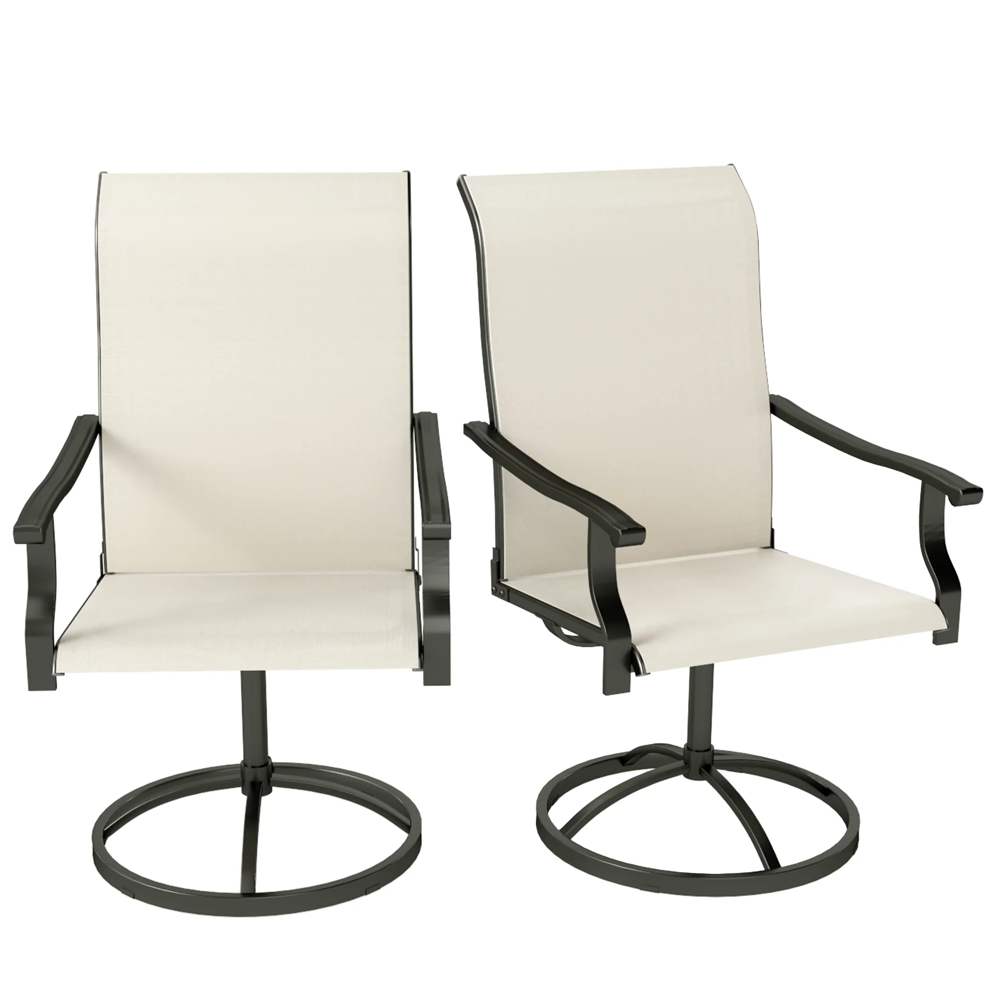 2-Piece Outdoor Patio Swivel Chairs, Beige - Image 2