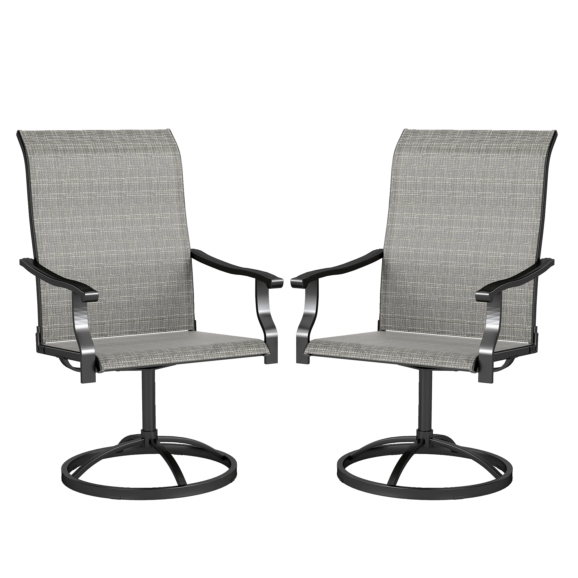 2-Piece Outdoor Patio Swivel Chairs, Gray