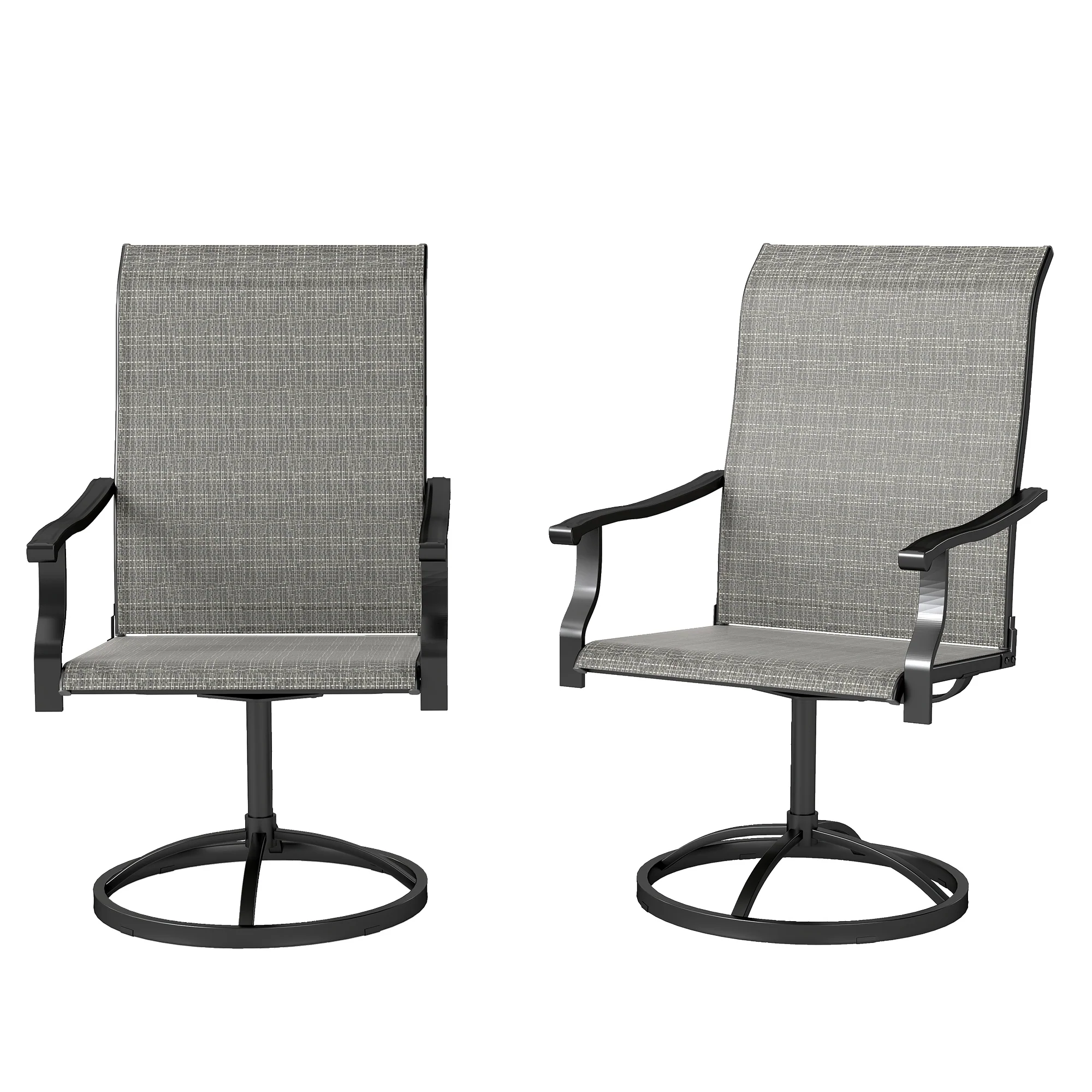 2-Piece Outdoor Patio Swivel Chairs, Gray - Image 2