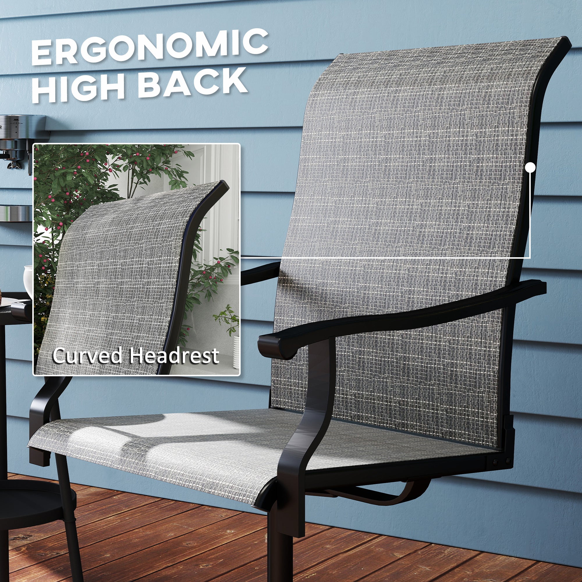 2-Piece Outdoor Patio Swivel Chairs, Gray - Image 8