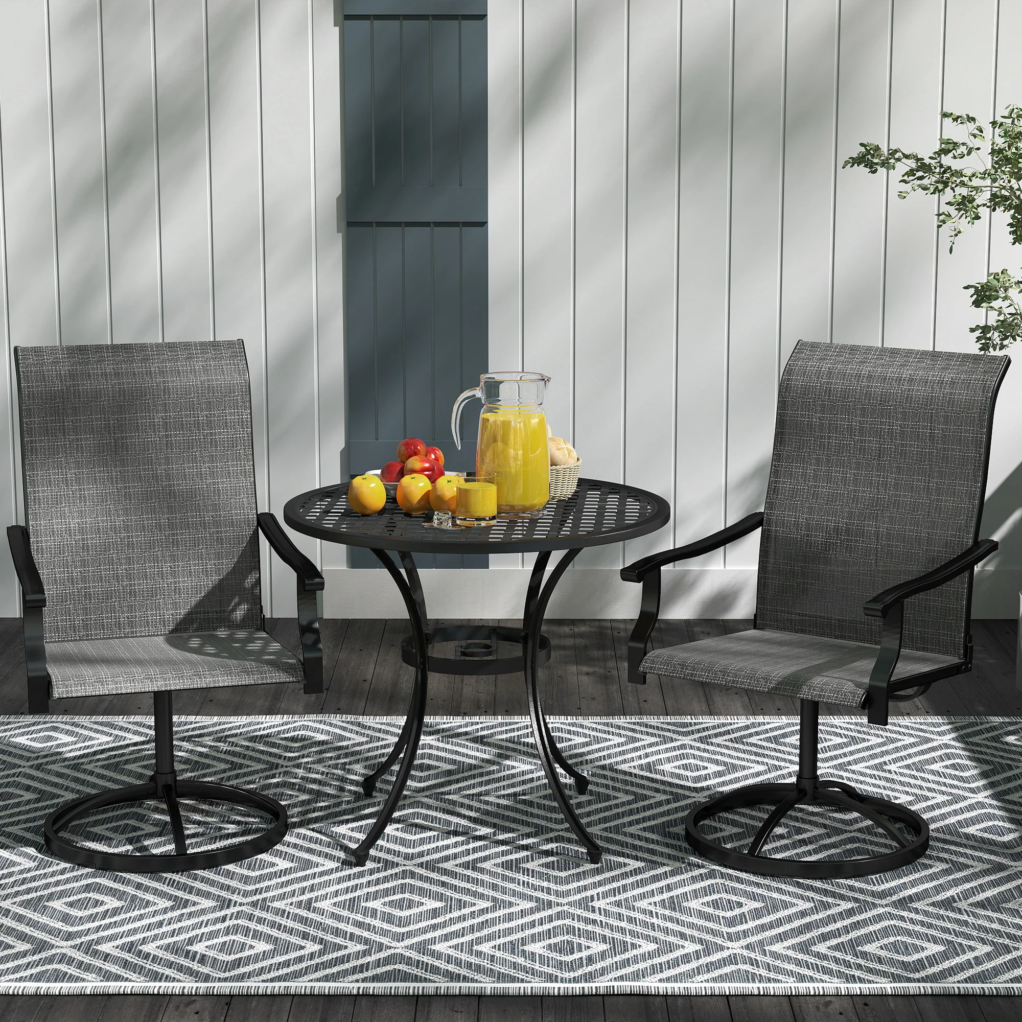 2-Piece Outdoor Patio Swivel Chairs, Gray - Image 9
