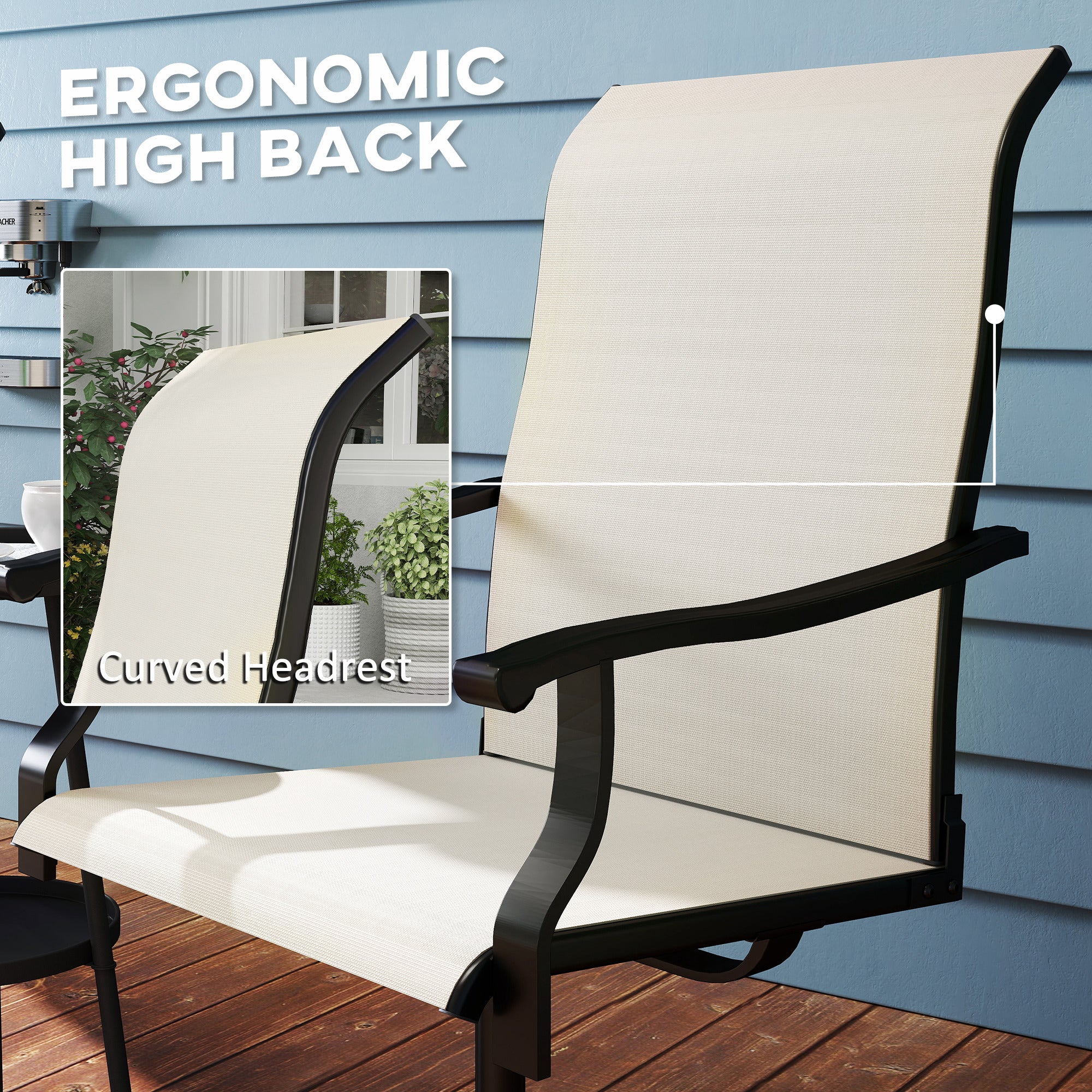 2-Piece Outdoor Patio Swivel Chairs, Beige - Image 8