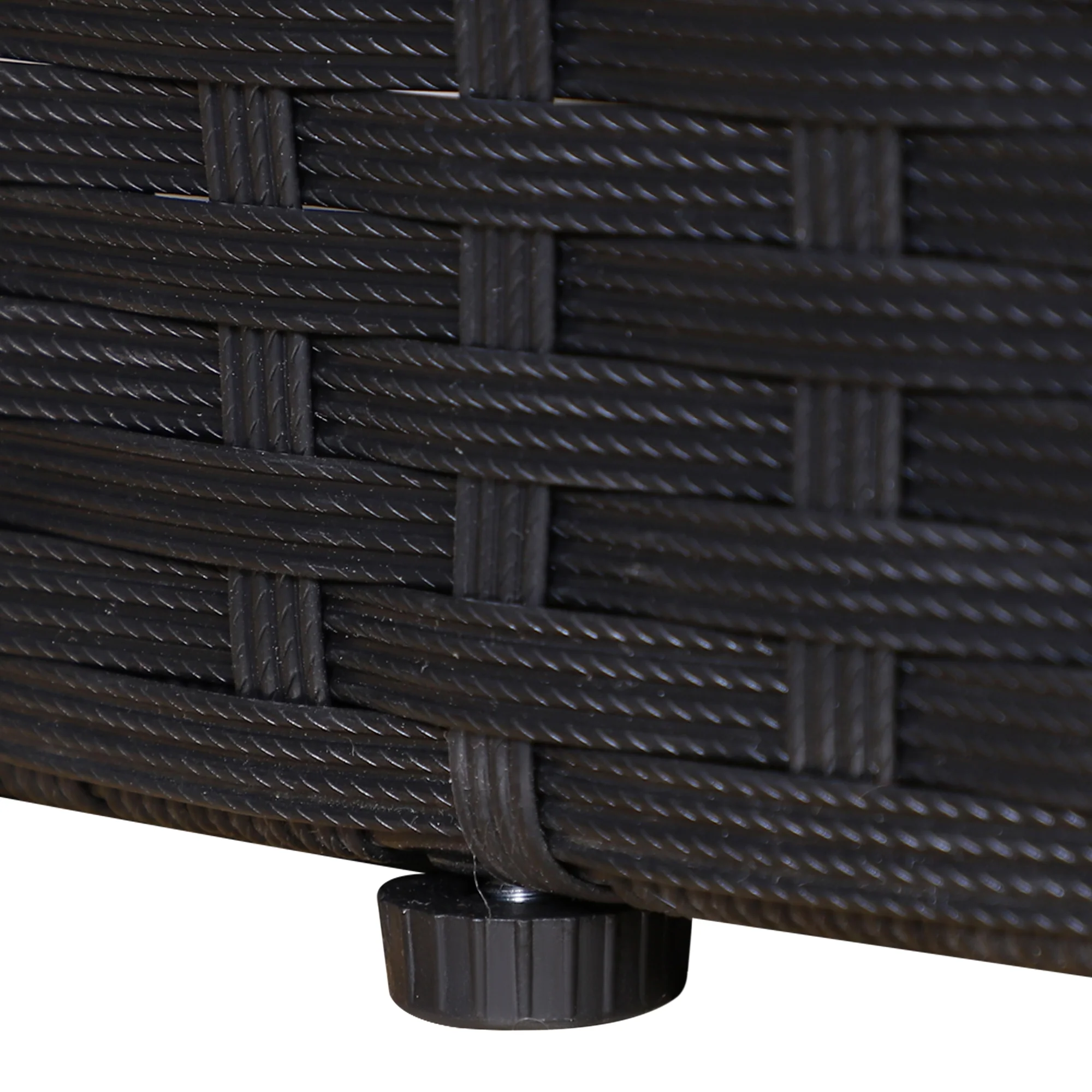 Round PE Rattan Daybed Set with Retractable Canopy, Table & Pillows, Black/Beige - Image 11