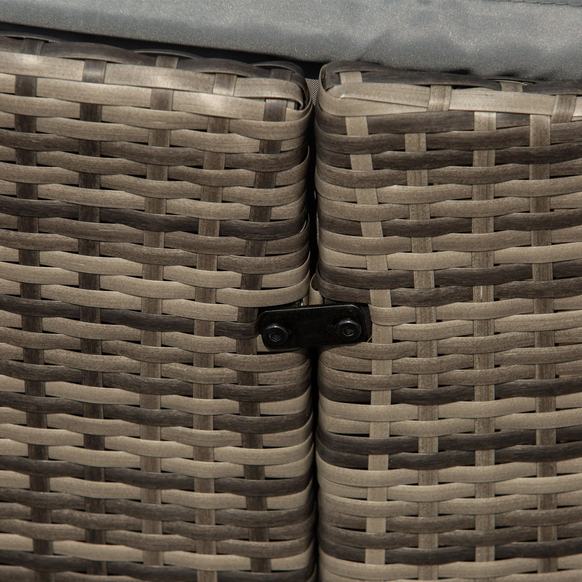 Round PE Rattan Daybed Set with Retractable Canopy, Table & Pillows, Dark Grey/Grey - Image 10