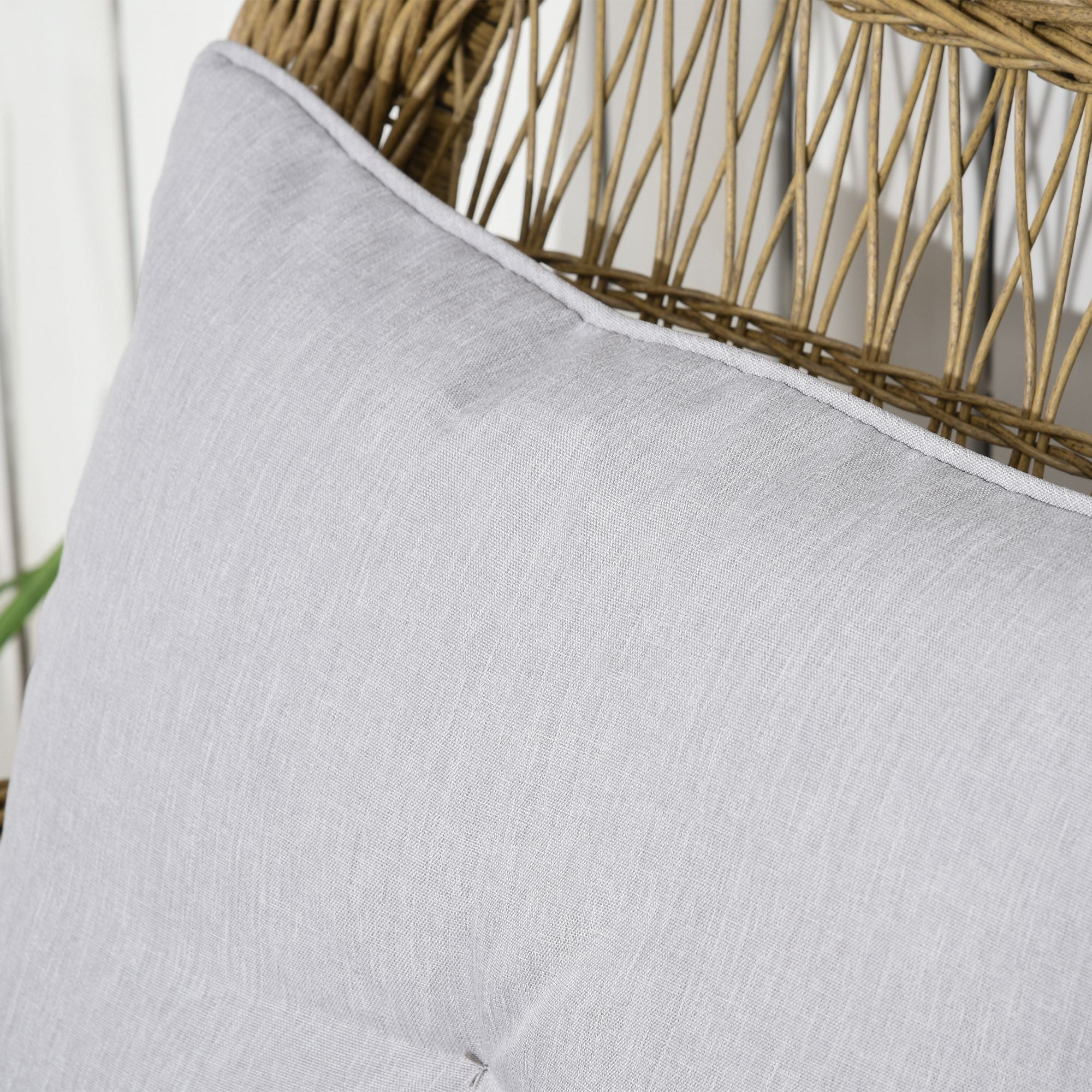 Outdoor PE Rattan Rocking Chair w/ Cushion & Armrest, Garden Porch Furniture, Light Grey - Image 10
