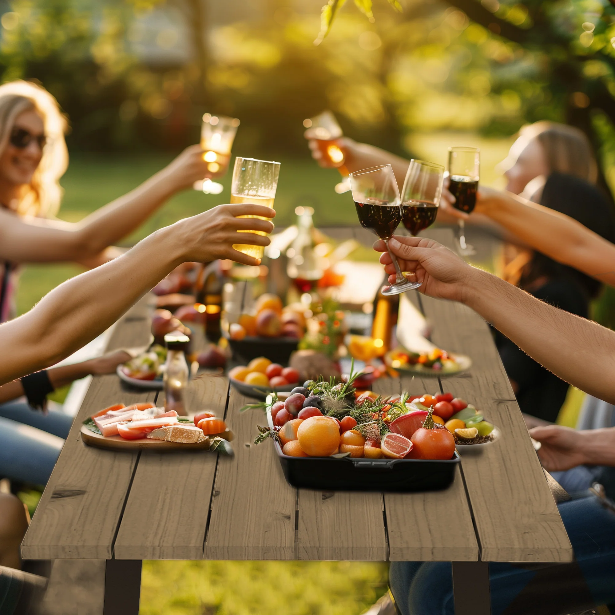 Outdoor Picnic Spruce Wood Table Set for 6-8, 2" Umbrella Hole, 795 LBS Benches, Brown - Image 10