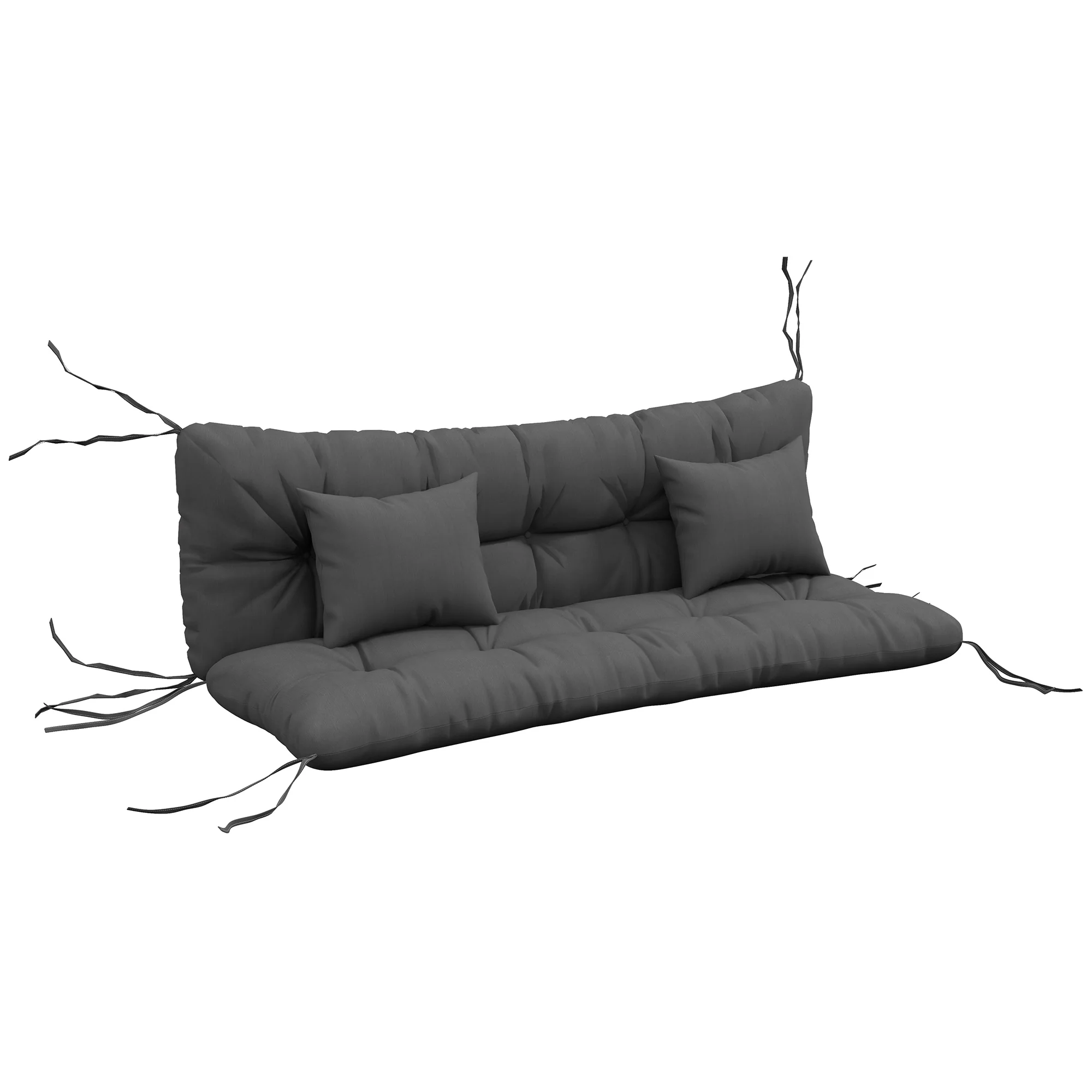 Back and Seat Cushion Replacement w/ 2 Pillows for 3-Seater Chair, Swing, Sofa,  Charcoal Grey
