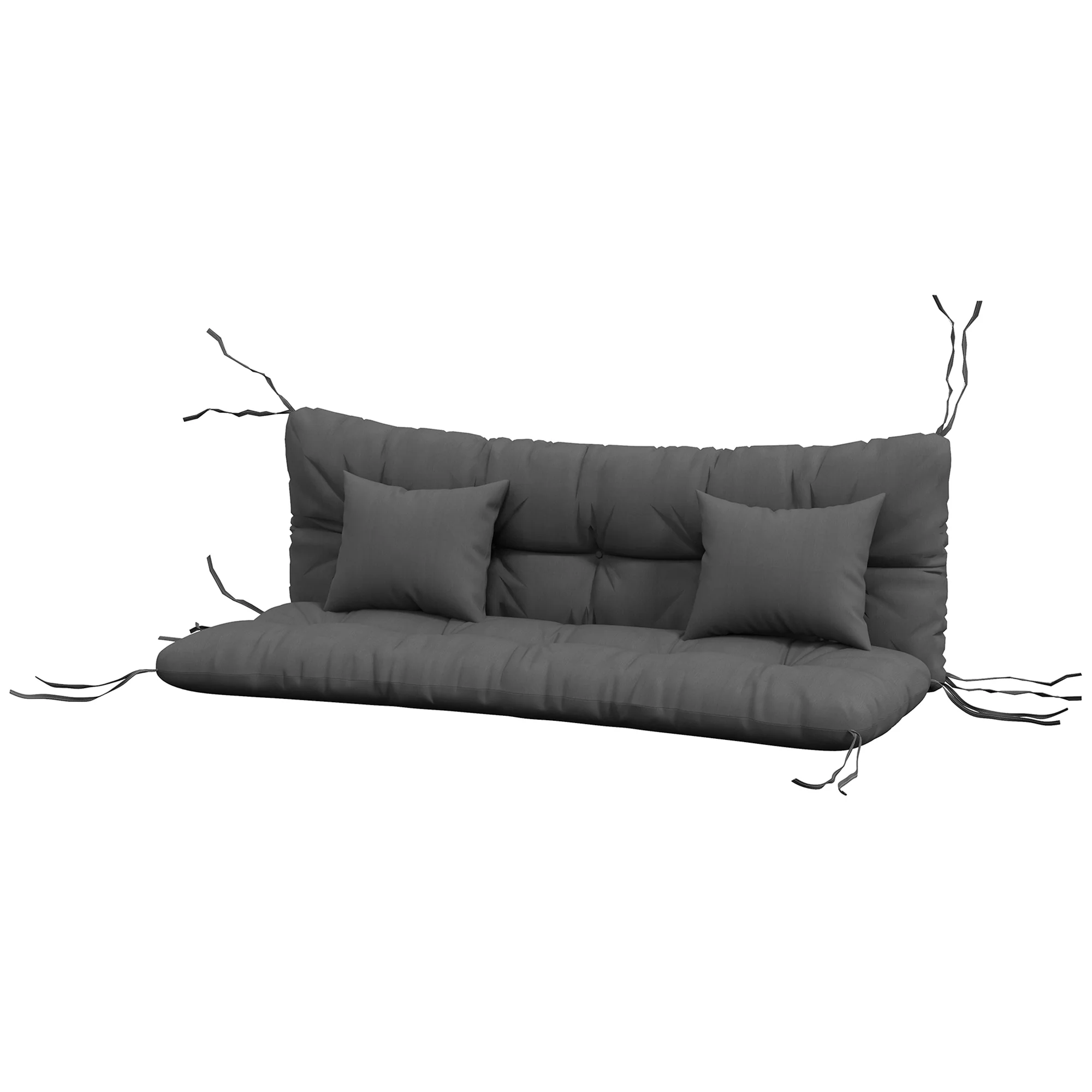 Back and Seat Cushion Replacement w/ 2 Pillows for 3-Seater Chair, Swing, Sofa,  Charcoal Grey - Image 2