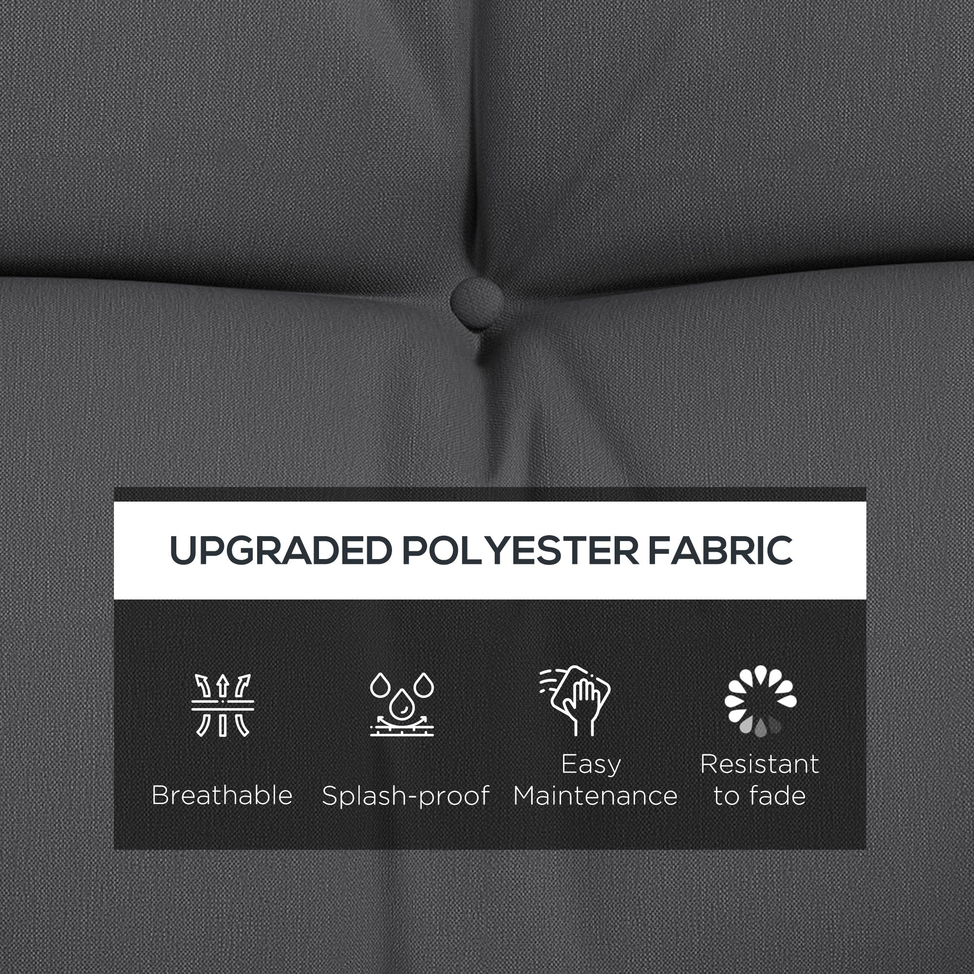Back and Seat Cushion Replacement w/ 2 Pillows for 3-Seater Chair, Swing, Sofa,  Charcoal Grey - Image 6