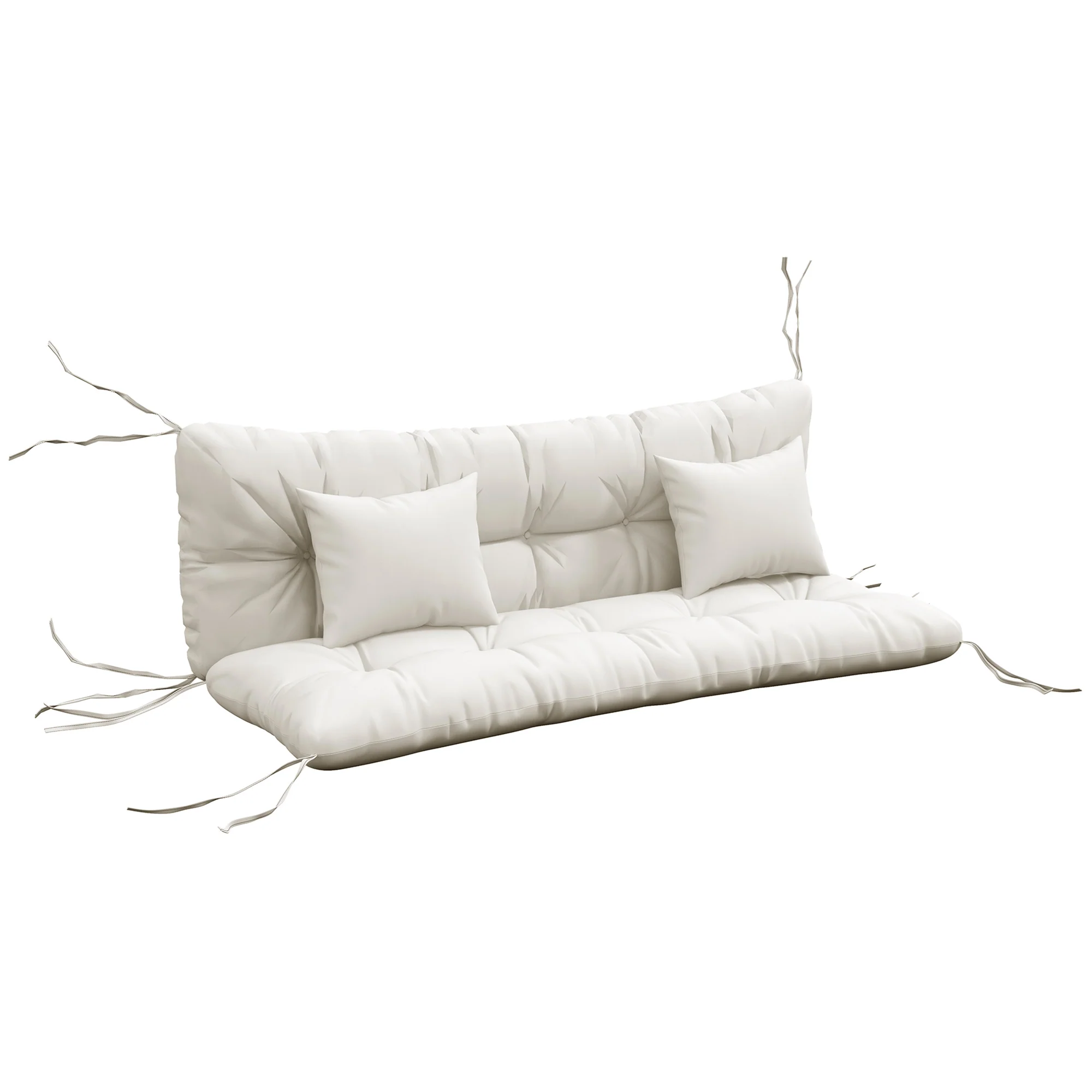 Back and Seat Cushion Replacement w/ 2 Pillows for 3-Seater Chair, Swing, Sofa, White