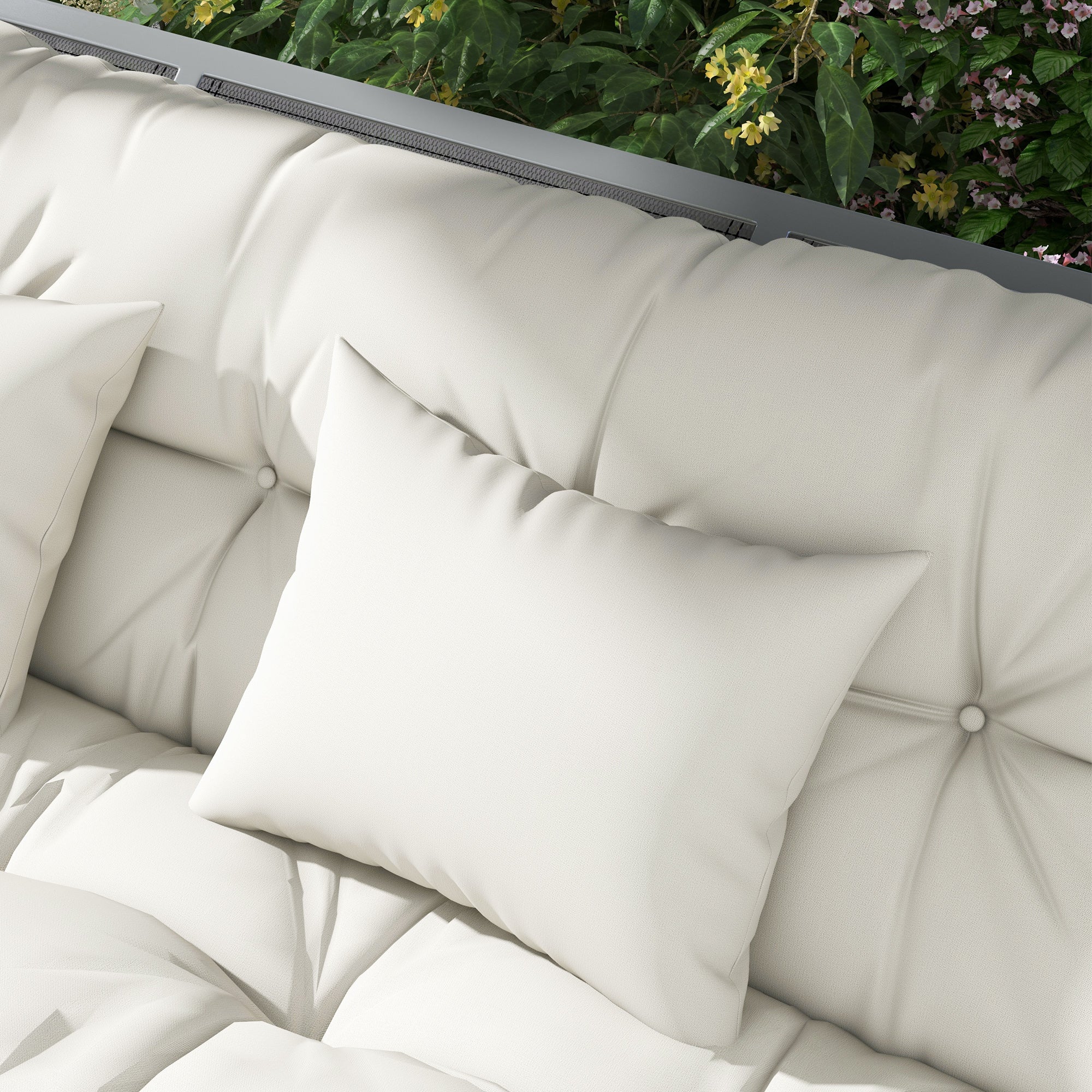 Back and Seat Cushion Replacement w/ 2 Pillows for 3-Seater Chair, Swing, Sofa, White - Image 10