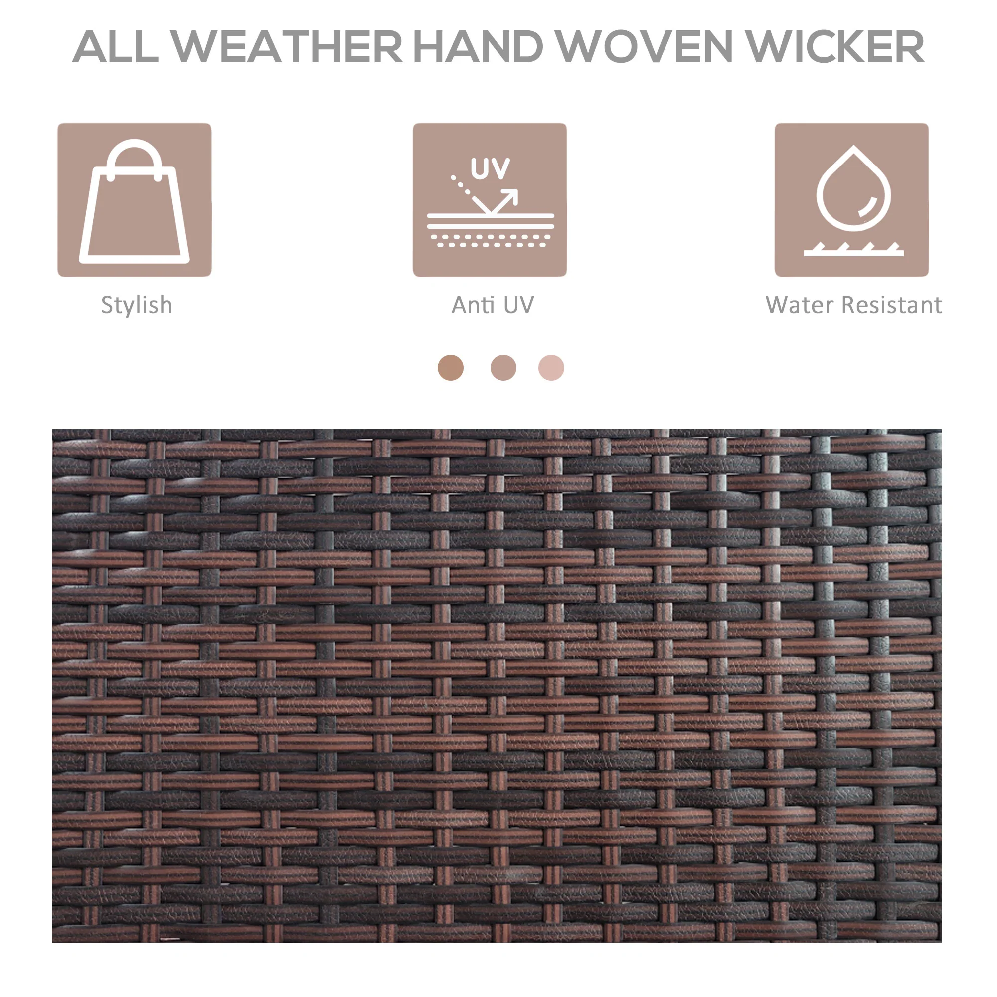Outdoor Rattan Wicker  Storage Organizer w/ Shelf & Drawer for Poolside, Mixed Brown - Image 7