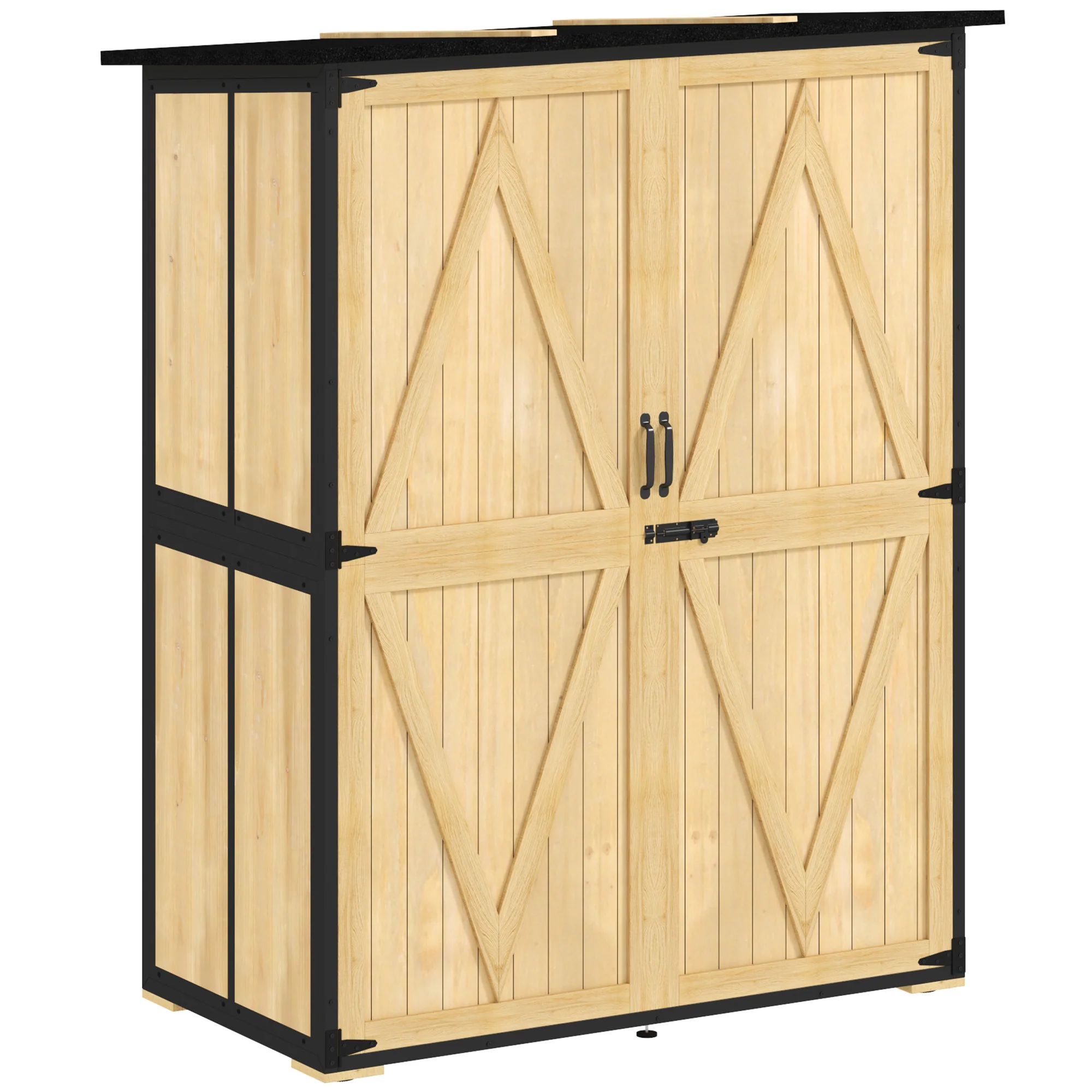 Wood Outdoor Storage Cabinet with 2 Shelves, Natural - Image 12