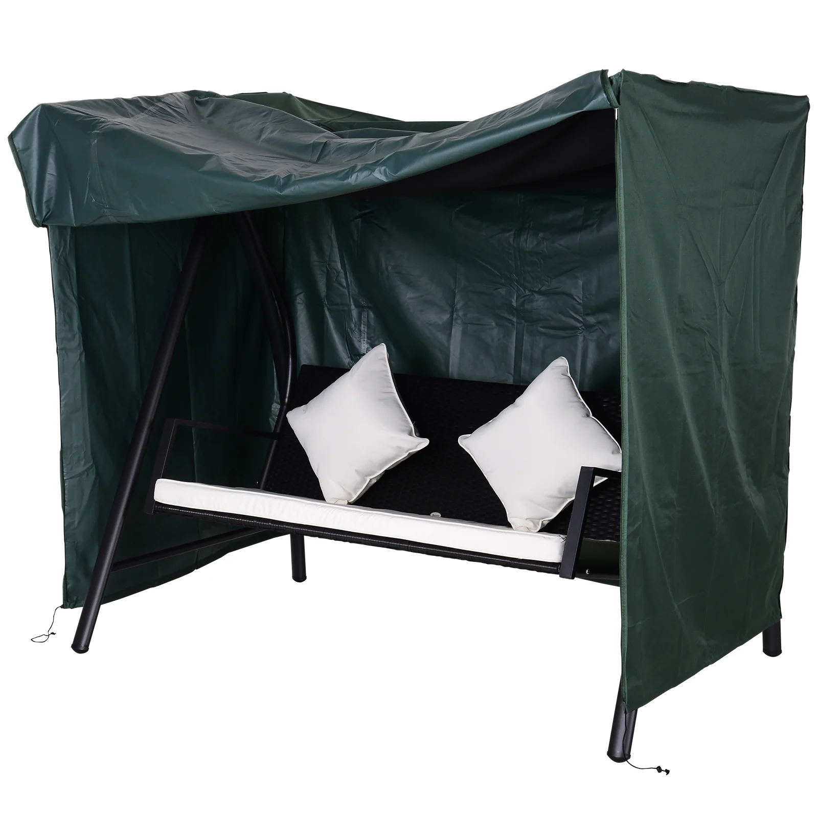 3-Seat Outdoor Swing Cover, Large Hammock Cover w/ UV Resistant & Windproof, Green - Image 2